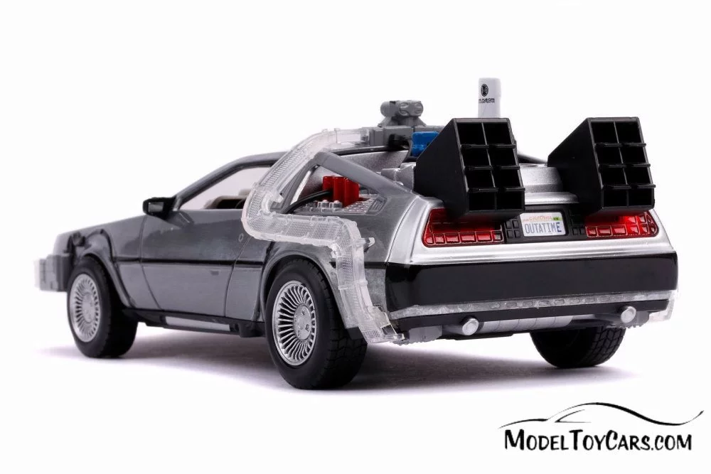DeLorean Time Machine with Lights - Flying Version, Back to the Future Part II - Jada 31468 - 1/24 Scale Diecast Model Toy Car