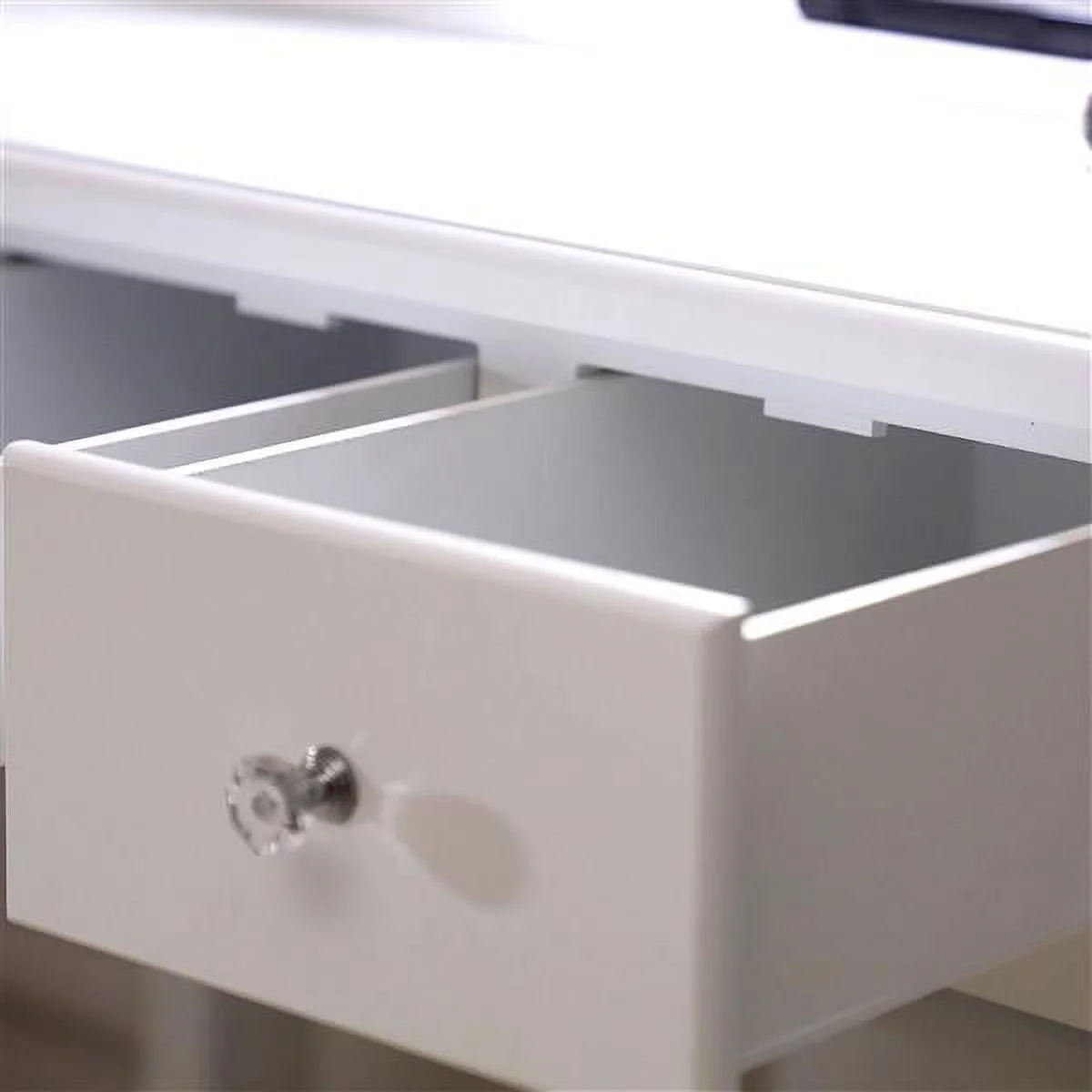 SYTHERS White Vanity Set Dressing Table with Removed LED Mirror and Cushion Stool and 5 Drawers for Adult Girls