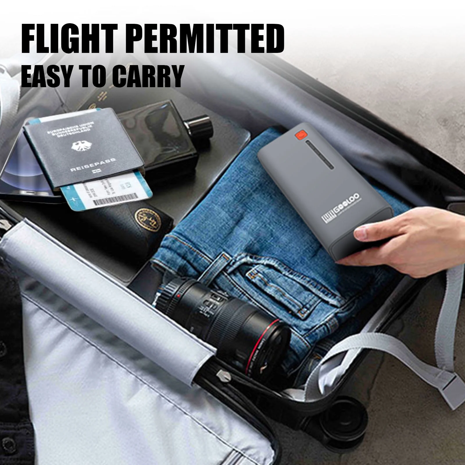 GOOLOO Car Jump Starter, GE1200 1200A Peak Jump Pack with Wall Charger(up to 7.0L Gas and 5.5L Diesel Engine), Portable 12V Lithium Car Battery Booster Box