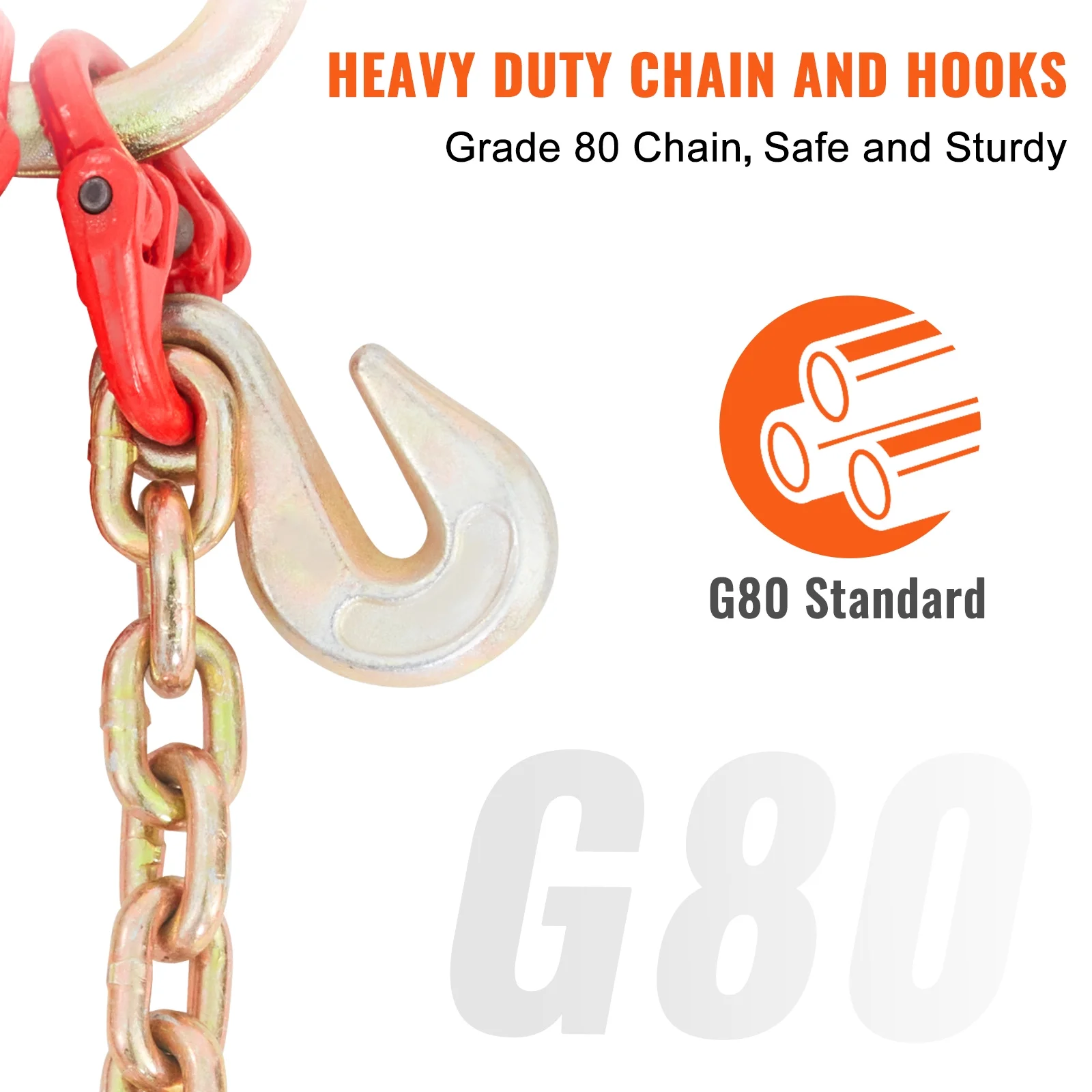 SKYSHALO V Chain Reins G80 Drag Chain with RTJ Hook 9620 lb Load 5/16