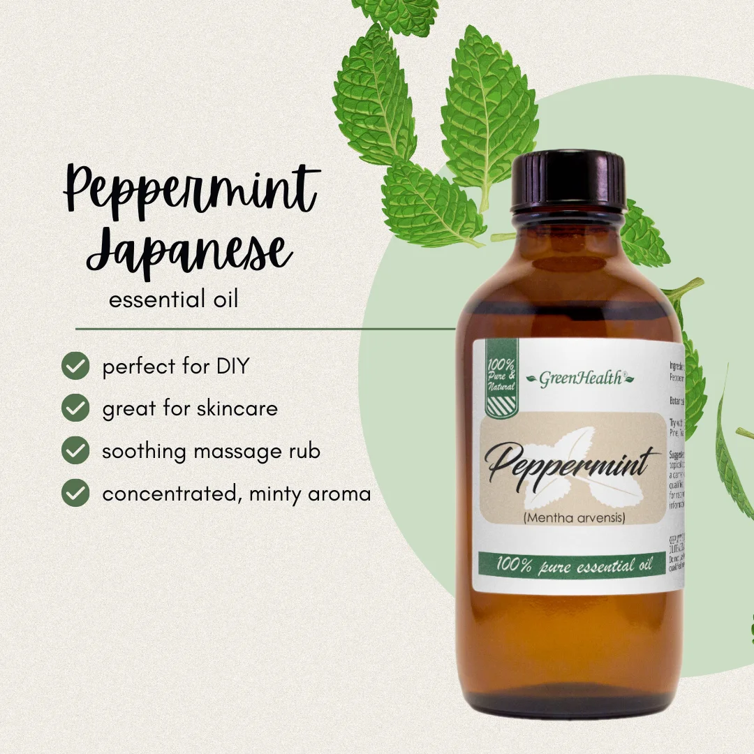 2 Bottles - Peppermint Essential Oil  - 16 fl oz - 100% Pure and Uncut - GreenHealth