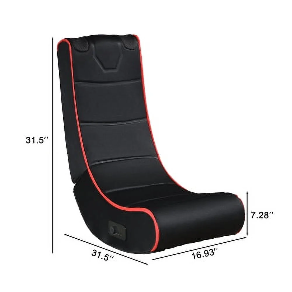 Shinpt Foldable Gaming Chair with 2Pcs of onboard Speakers, Video Gaming Floor Chair with Wireless Bluetooth, Bonded Faux Leather and Padded Backrest for Kids and Teens, Black and Red