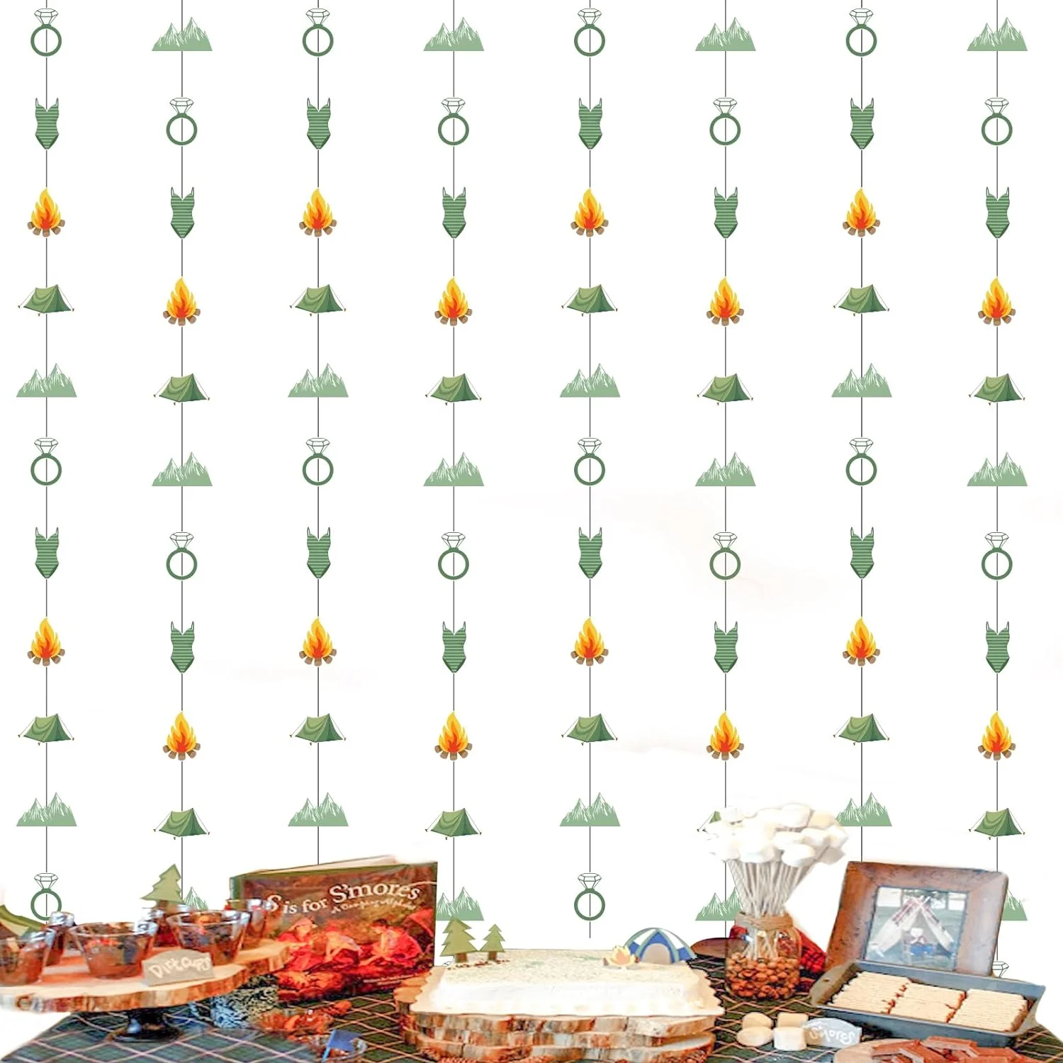 Camping Bachelorette Decorations Camp Streamers Banner Glamping Mountain Lake Hiking Bachelorette Party Decoration for Bridal Shower Wedding Engagement Party Decor