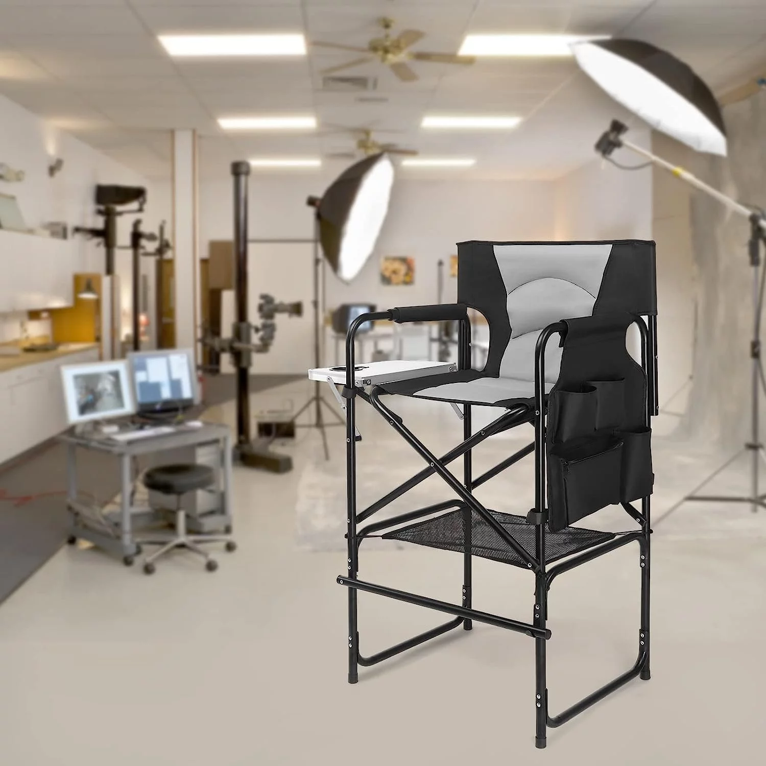 YPNLZQ 26" Tall Directors Camping Chair Folding with  Portable    Height  Aluminum Frame 300 lbs Capacity