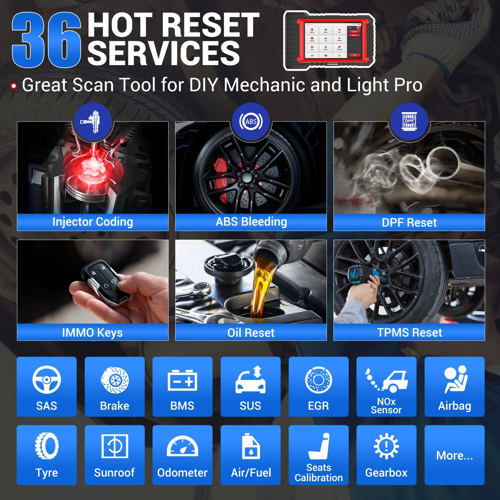 KINGBOLEN K7 Car Scan Tool, OE-Level Full System Automotive Bidirectional Diagnostic Scanner, 28+ Services, ECU Coding, 3 Years Free Update