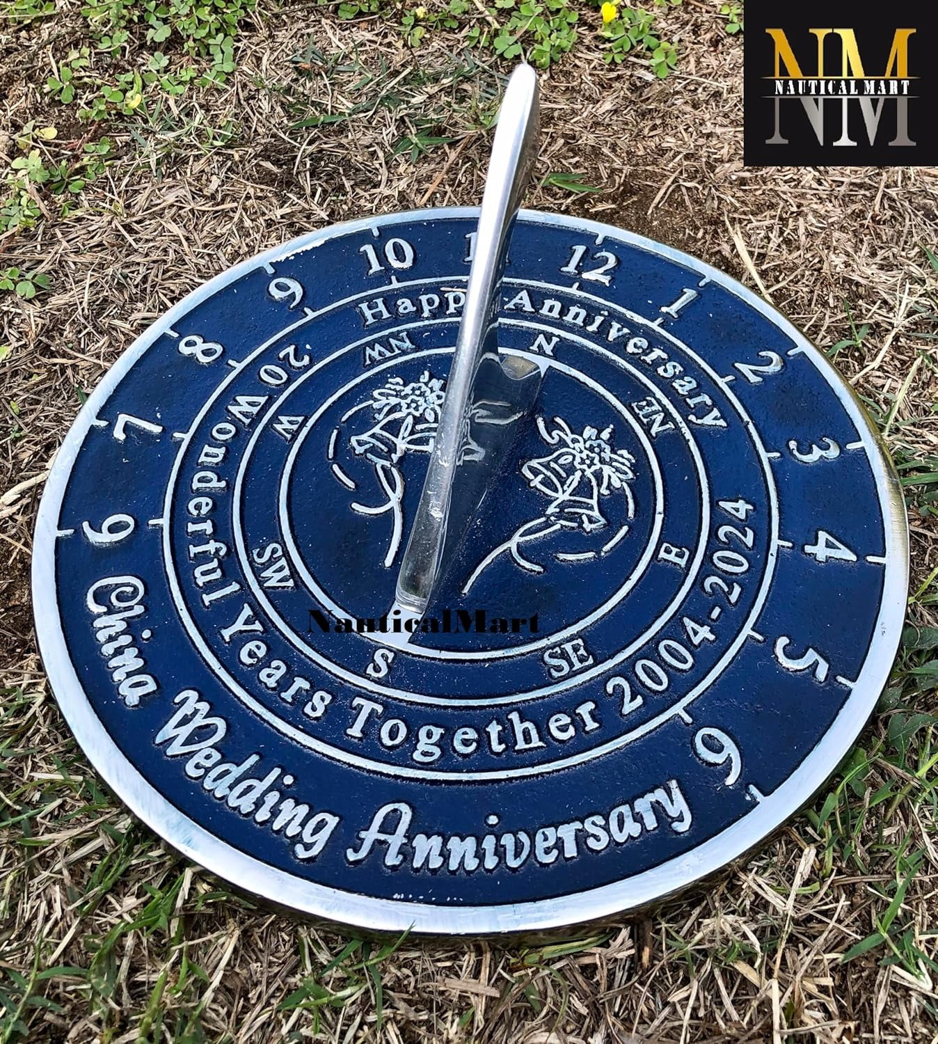 NauticalMart 45th Sapphire Anniversary Unique Marriage Present for Parents, Grandparents, Friends, Husband or Wife, Couples, Him & Her Wedding Anniversary Sundial Gift 2024 (45th Anniversary)