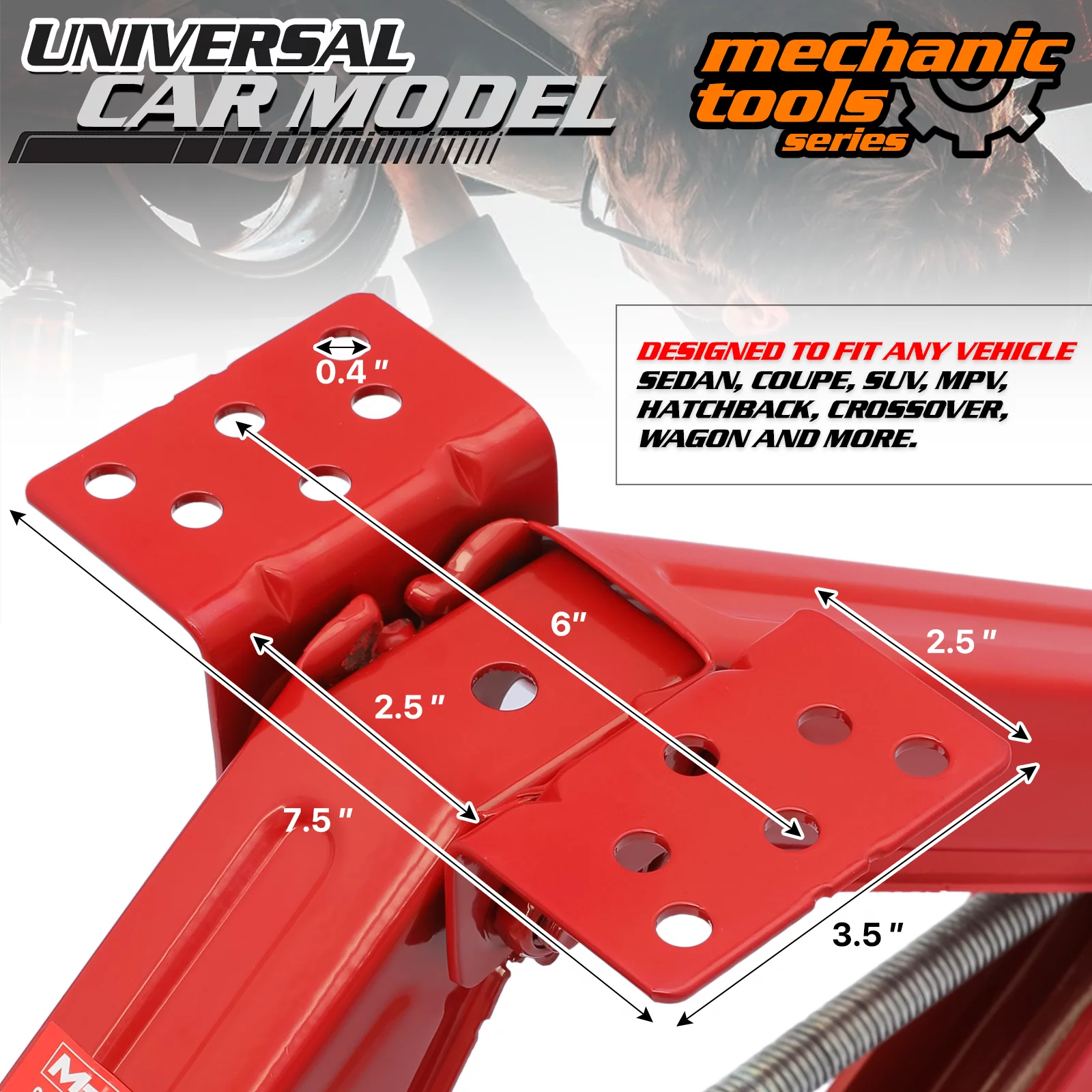 M-AUTO Set of 4 Scissor Jack, 2.5 Ton 5000lbs Heavy Duty Car Jack Tire Repair Tools Kit, RV Trailer Stabilizer Leveling Scissor Jacks with Handle, Red