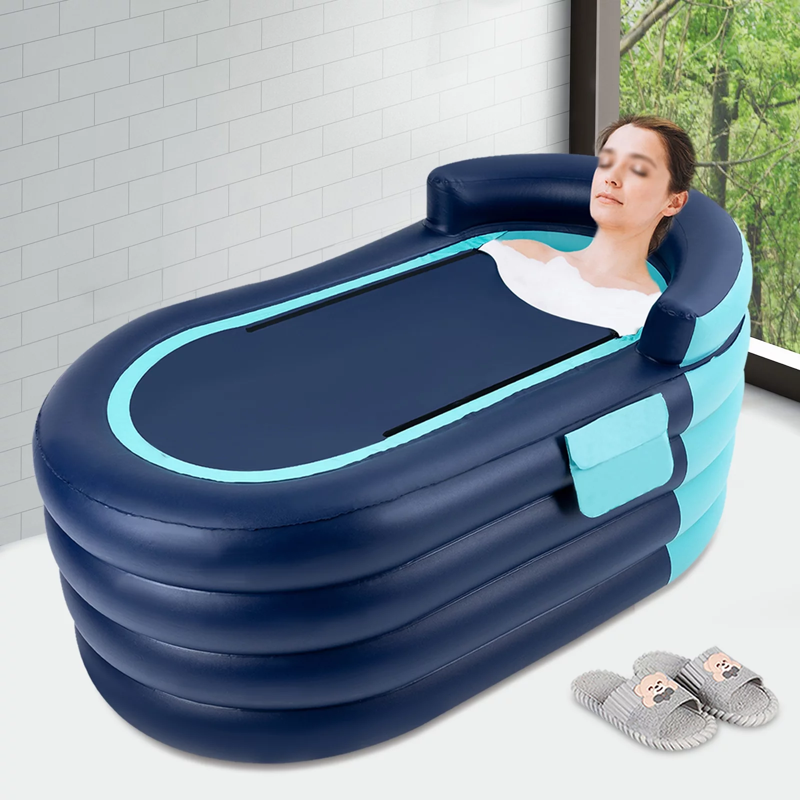 Miumaeov Inflatable Adult Bathtub with Wireless Electric Air Pump for Hot Water Bath & Ice Bath Portable Folding Bathtub for Shower Stall