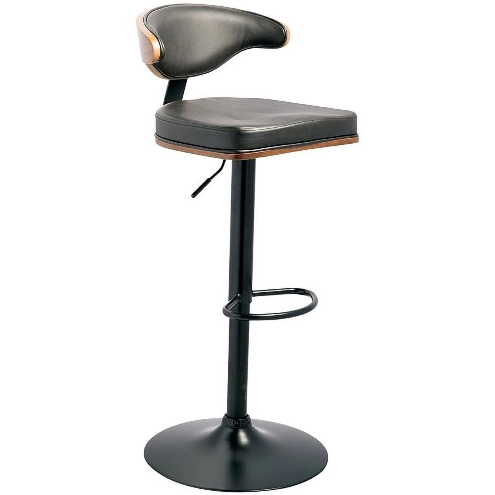 Home Square 3 Piece Faux Leather Adjustable Swivel Bar Stool Set in Brown/Black
