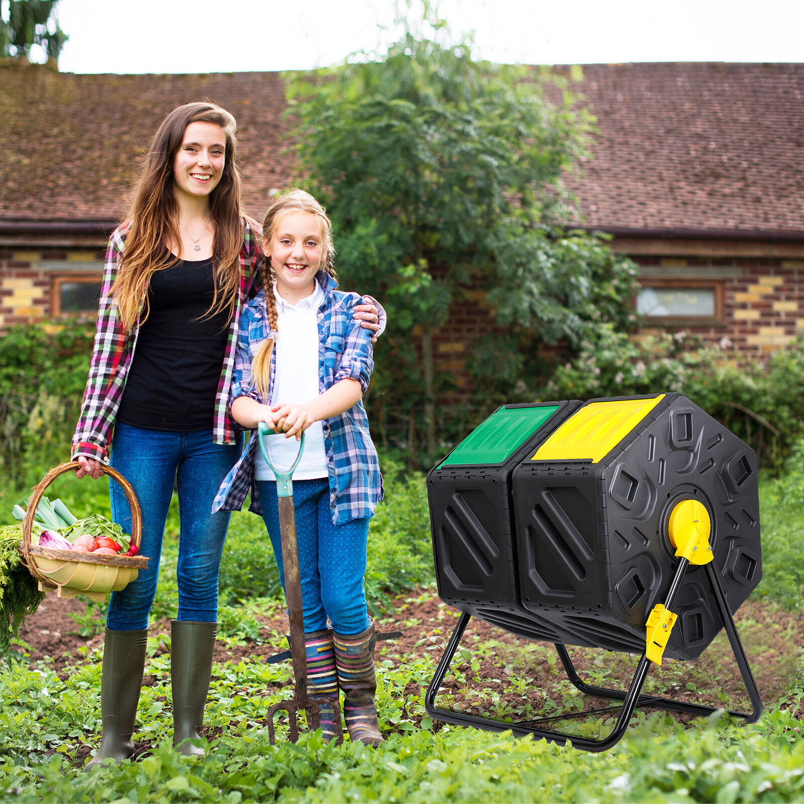 Compost Bin 18.5/37/43 Gallon Composting Tumbler BPA Free Rotating Outdoo Garden