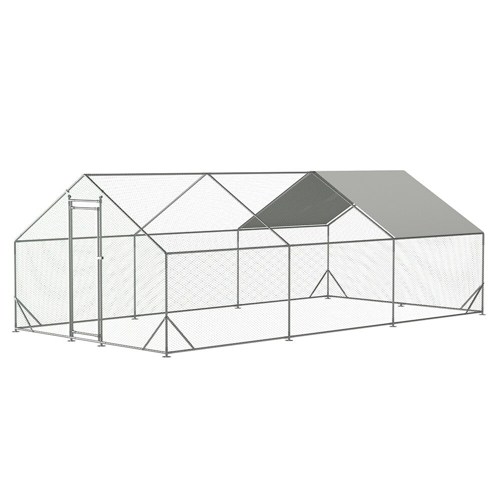 Outdoor Large Metal Chicken Run Coop with 1 piece of Waterproof Cove L