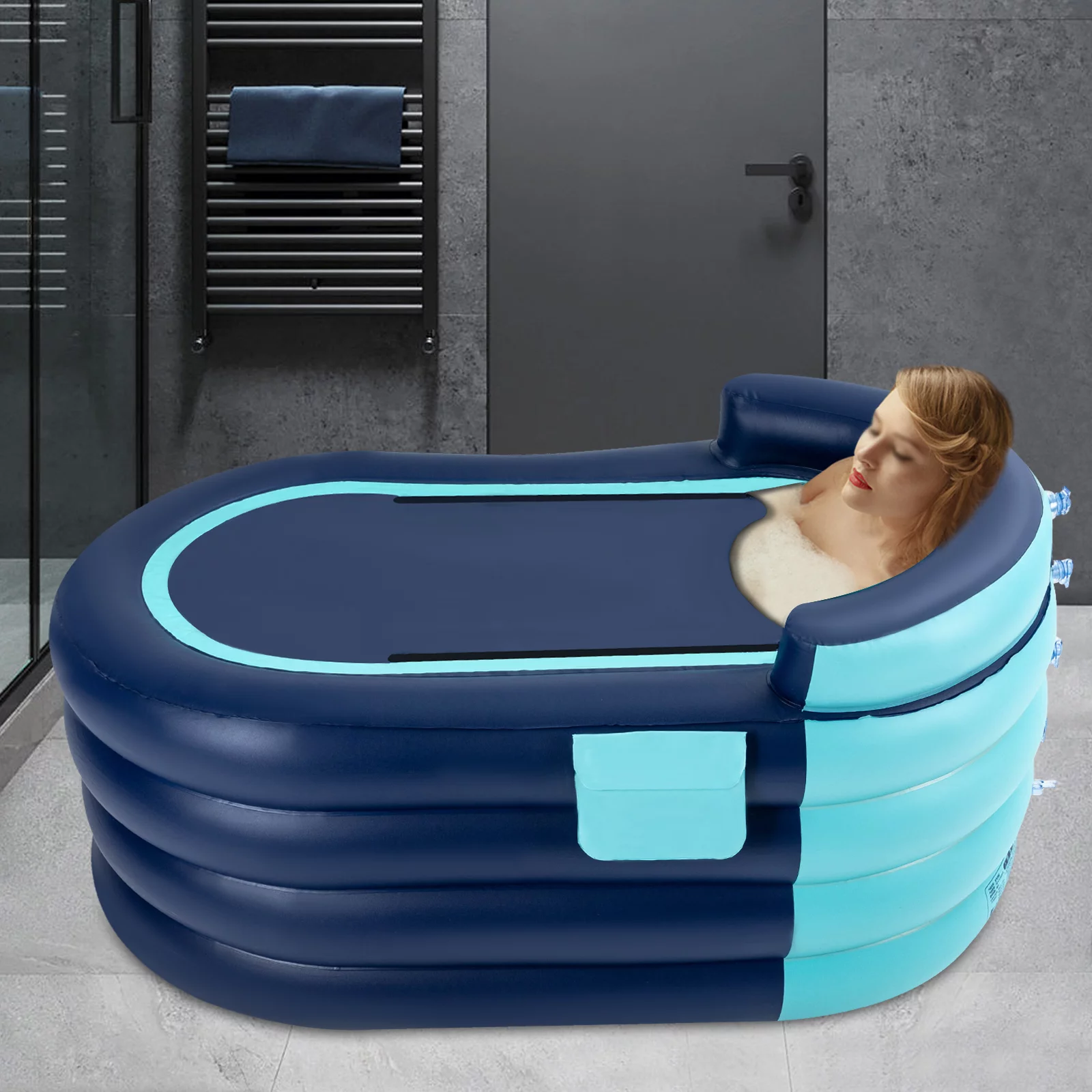 Miumaeov Inflatable Adult Bathtub with Wireless Electric Air Pump for Hot Water Bath & Ice Bath Portable Folding Bathtub for Shower Stall