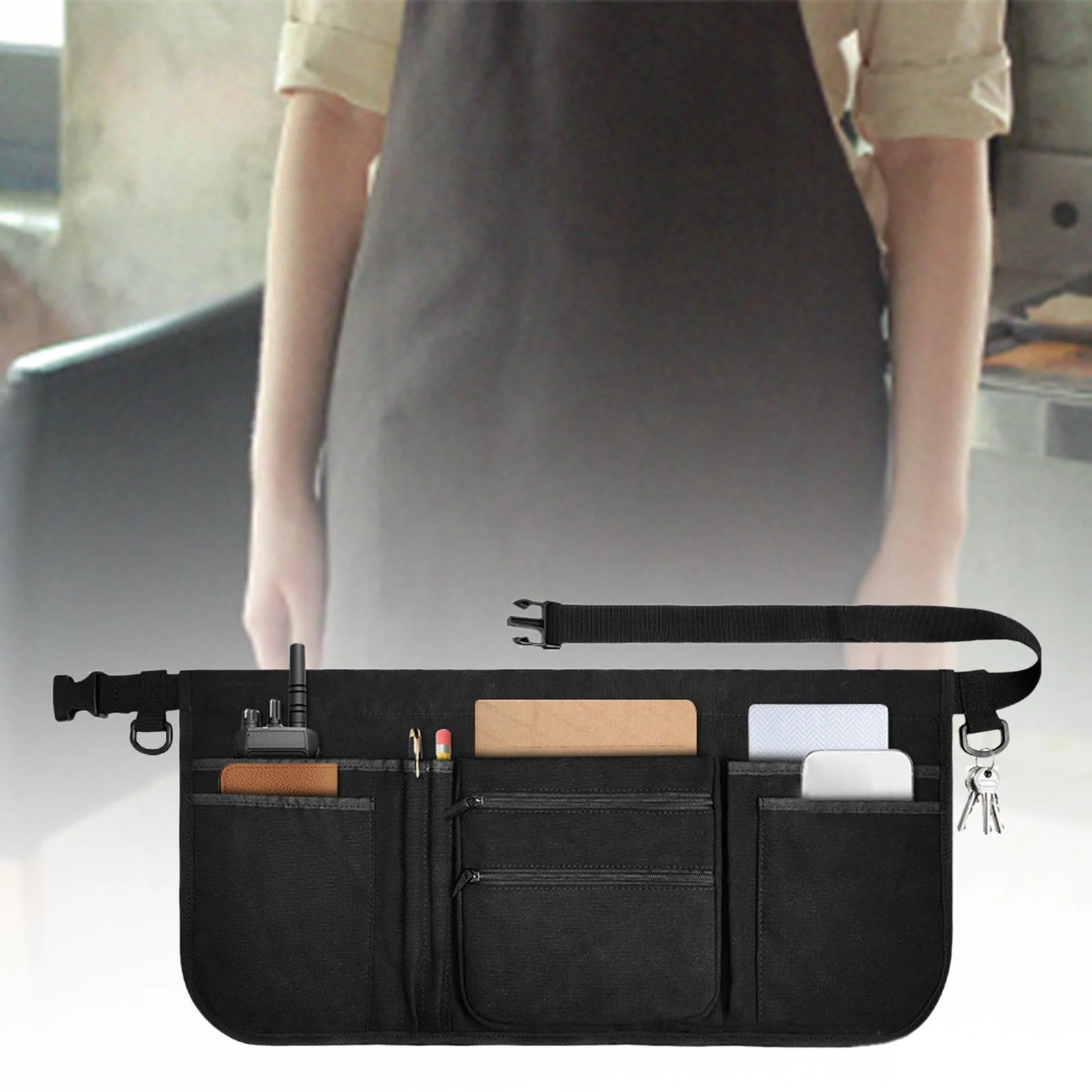 kowaku Restaurant Waiter Apron Tool Aprons Waist Money Pouch with Multiple Pockets Waitress Accessories Waitress Apron for Carpenter
