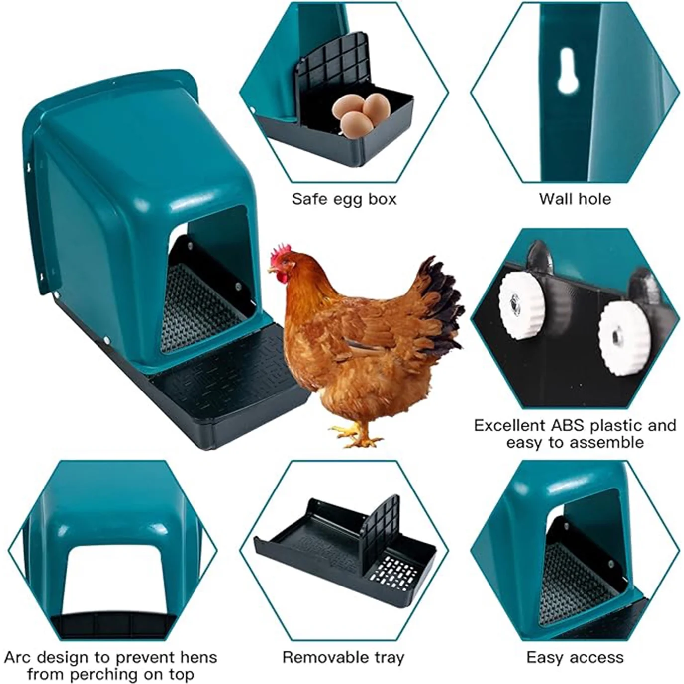 8 Pack Chicken Nesting Boxes Chicken Laying Boxes with Perch Roll Out Nesting Boxes Heavy Duty Nesting Box for Chicken Coop Roll Away Nest Box Large