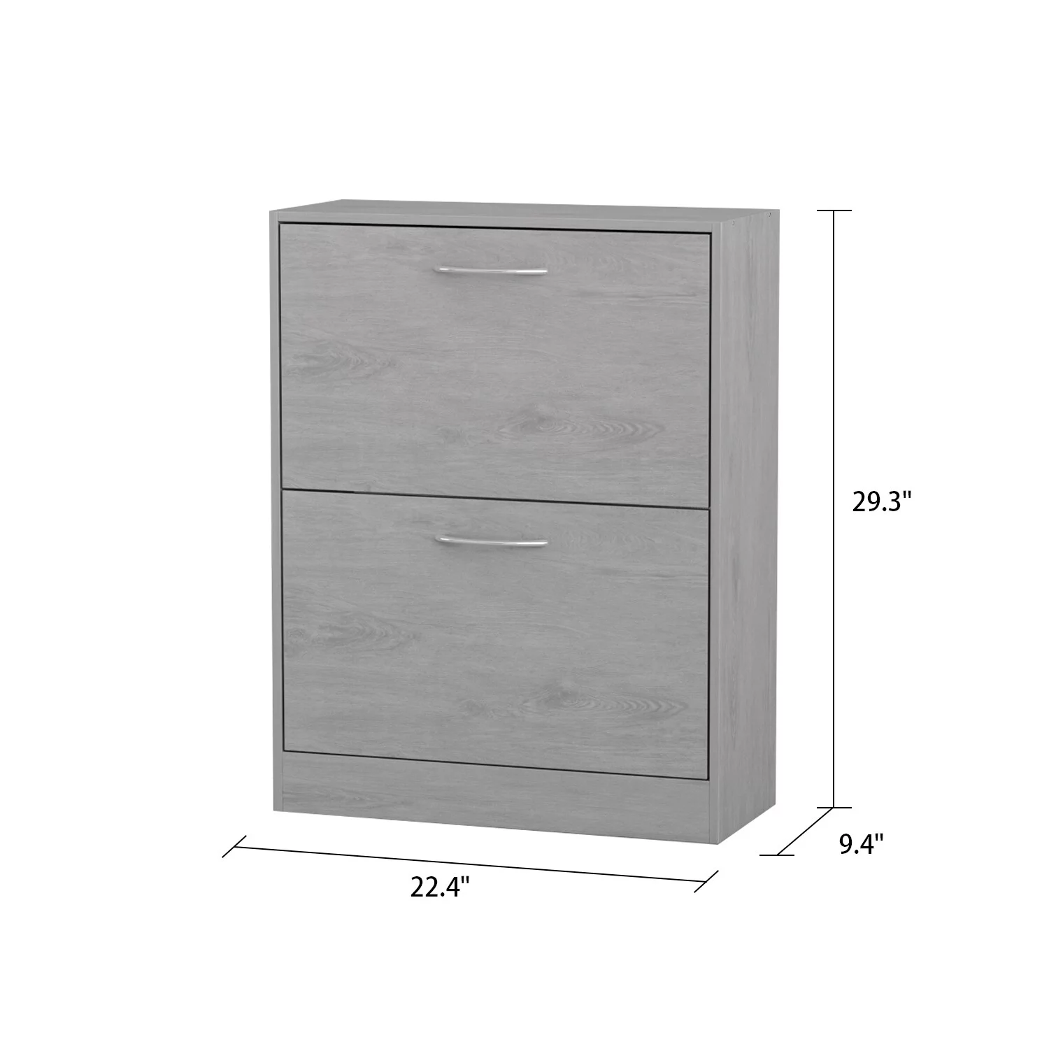 Grey Wood 12-Pair Shoe Storage Cabinet w/ 2 Flip Drawers by Kerrogee