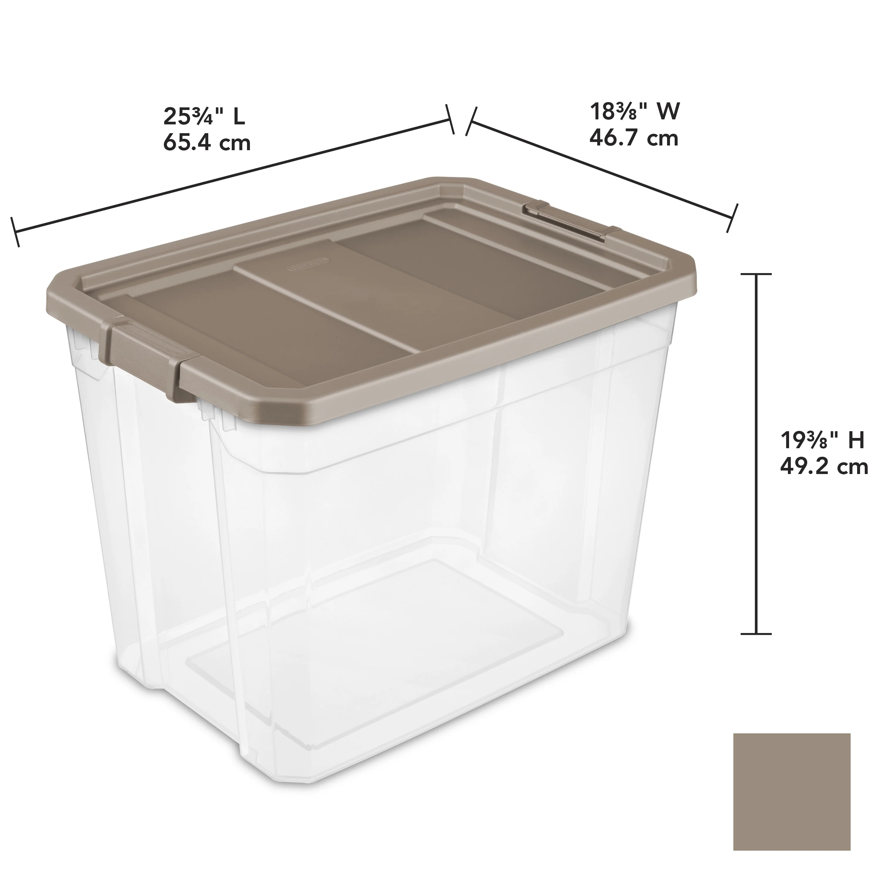 Sterilite Plastic 108 Qt. Stacker Box Taupe Splash Set of 4