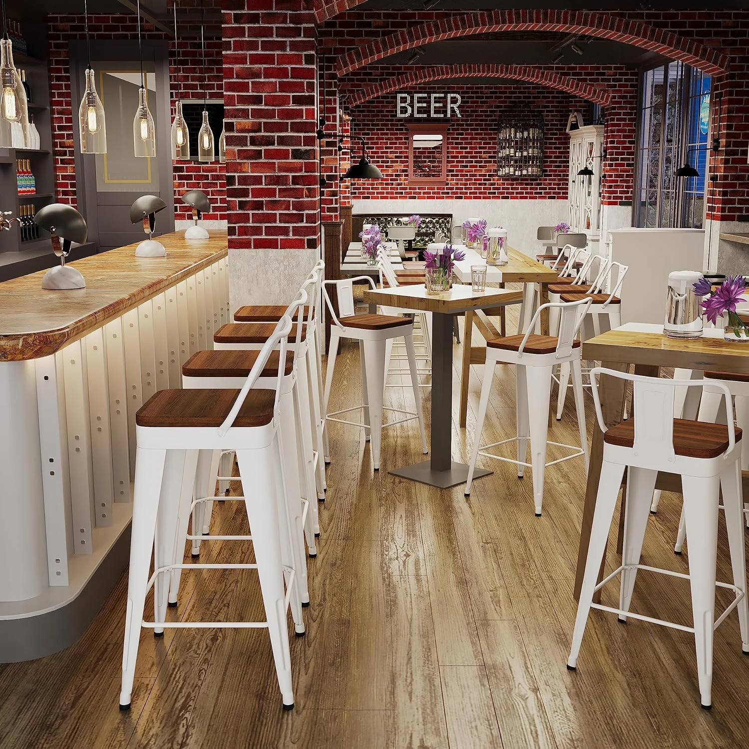 ONKER Bar Stools Set of 4 Metal Bar Stool Counter Height Bar Stools 26