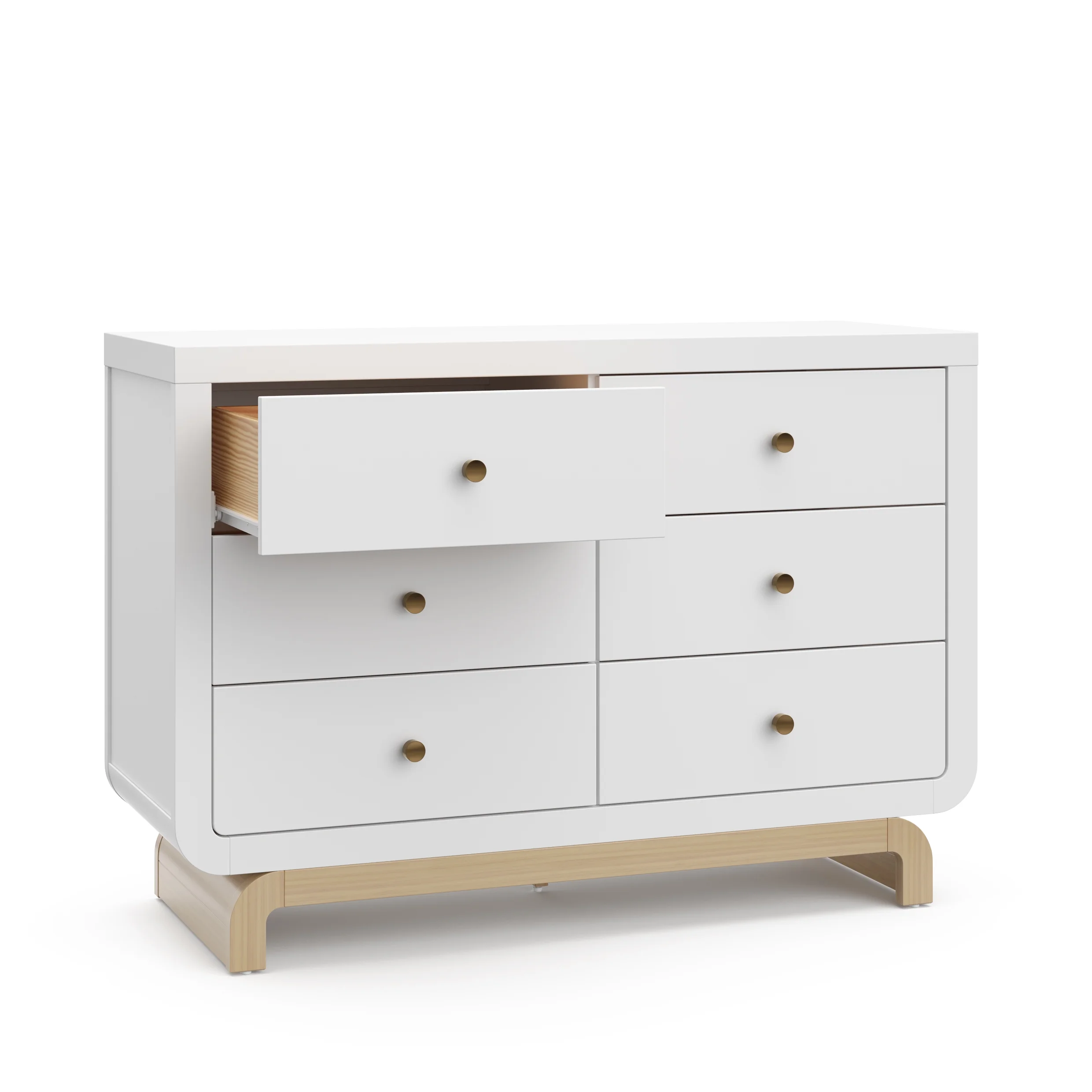 Storkcraft Santorini 6 Drawer Dresser, White with Driftwood