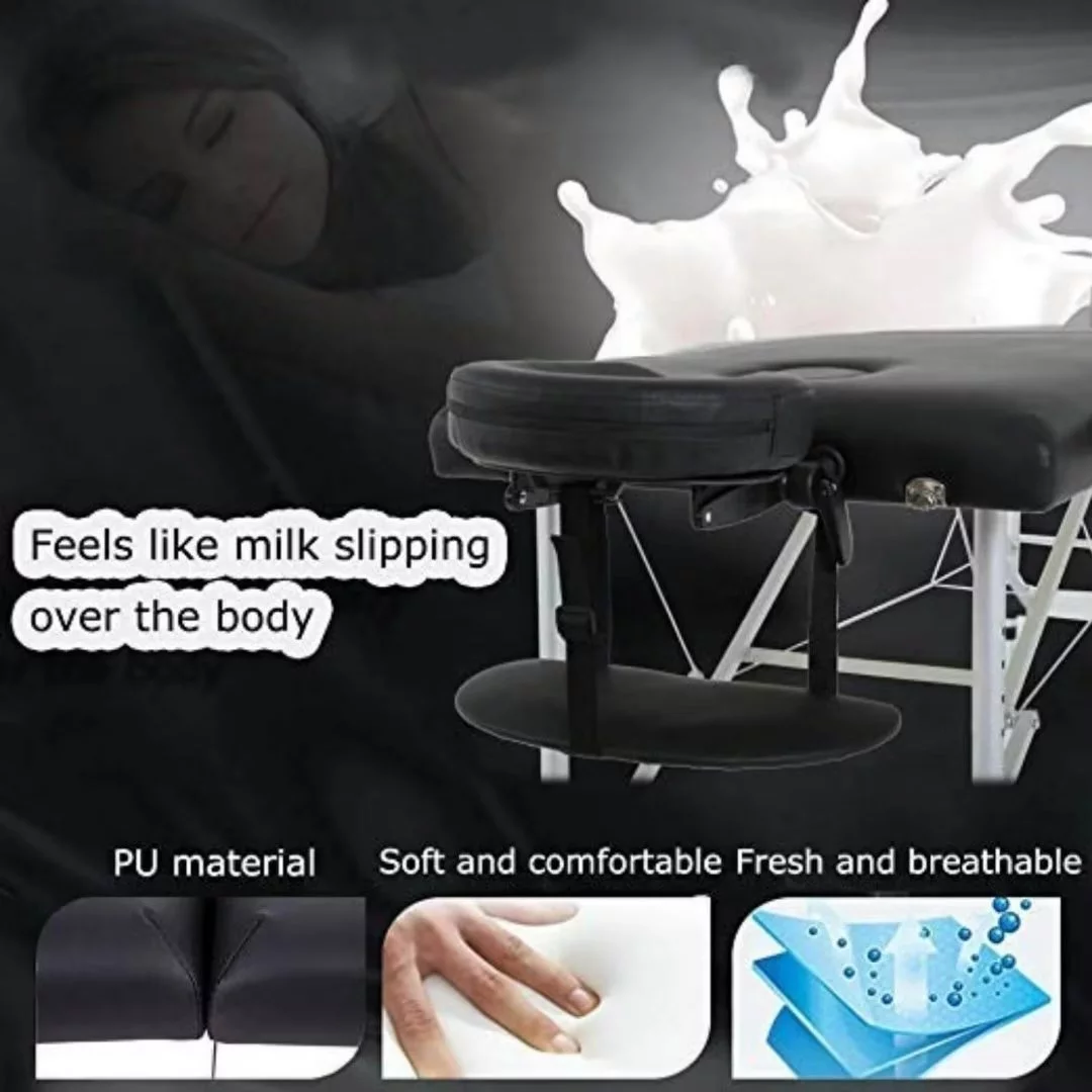 NiamVelo 73-in Aluminium Massage Table Portable Massage Bed  Adjustable Face Cradle with Carry Case, Maximum Weight 450LB, Black