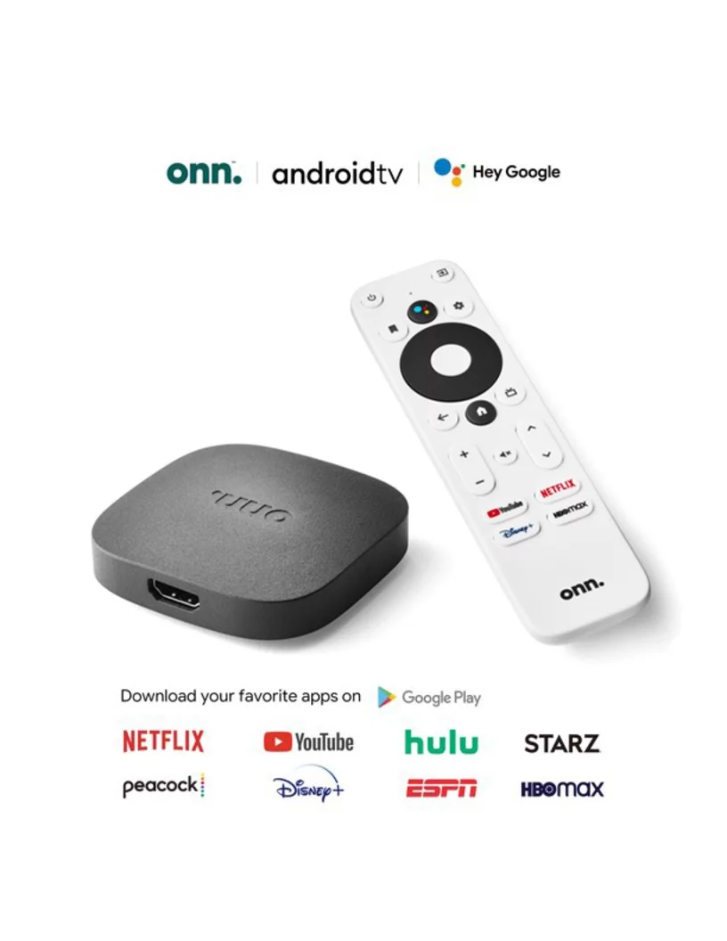 onn. Android TV 4K UHD Streaming Device with Voice Remote Control & HDMI Cable