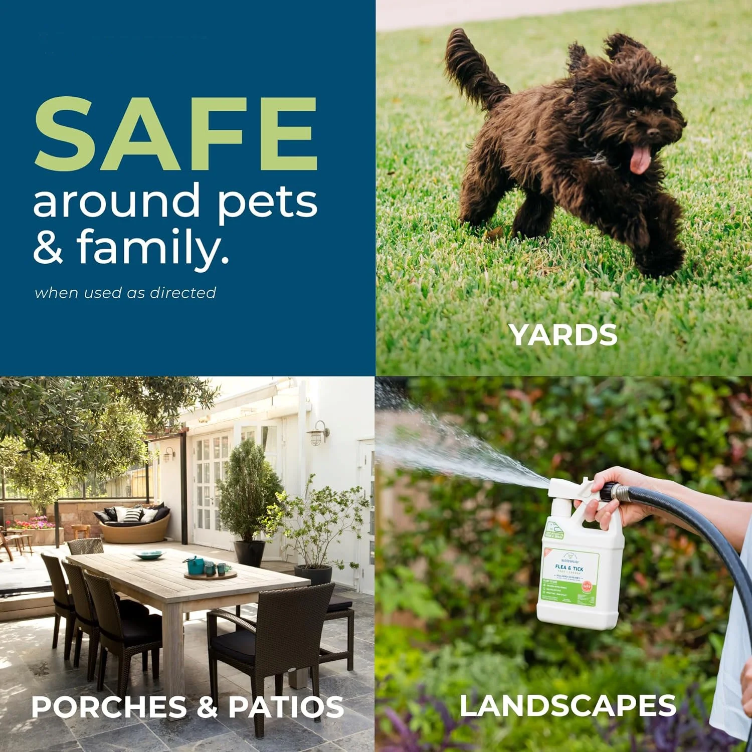Flea, Tick, and Mosquito Yard Spray Refill Starter Kit - Powered by Natural Essential Oils – Insect Killer and Repellent - Lawn Treatment - 32 oz Ready to Use and 16 oz Concentrate