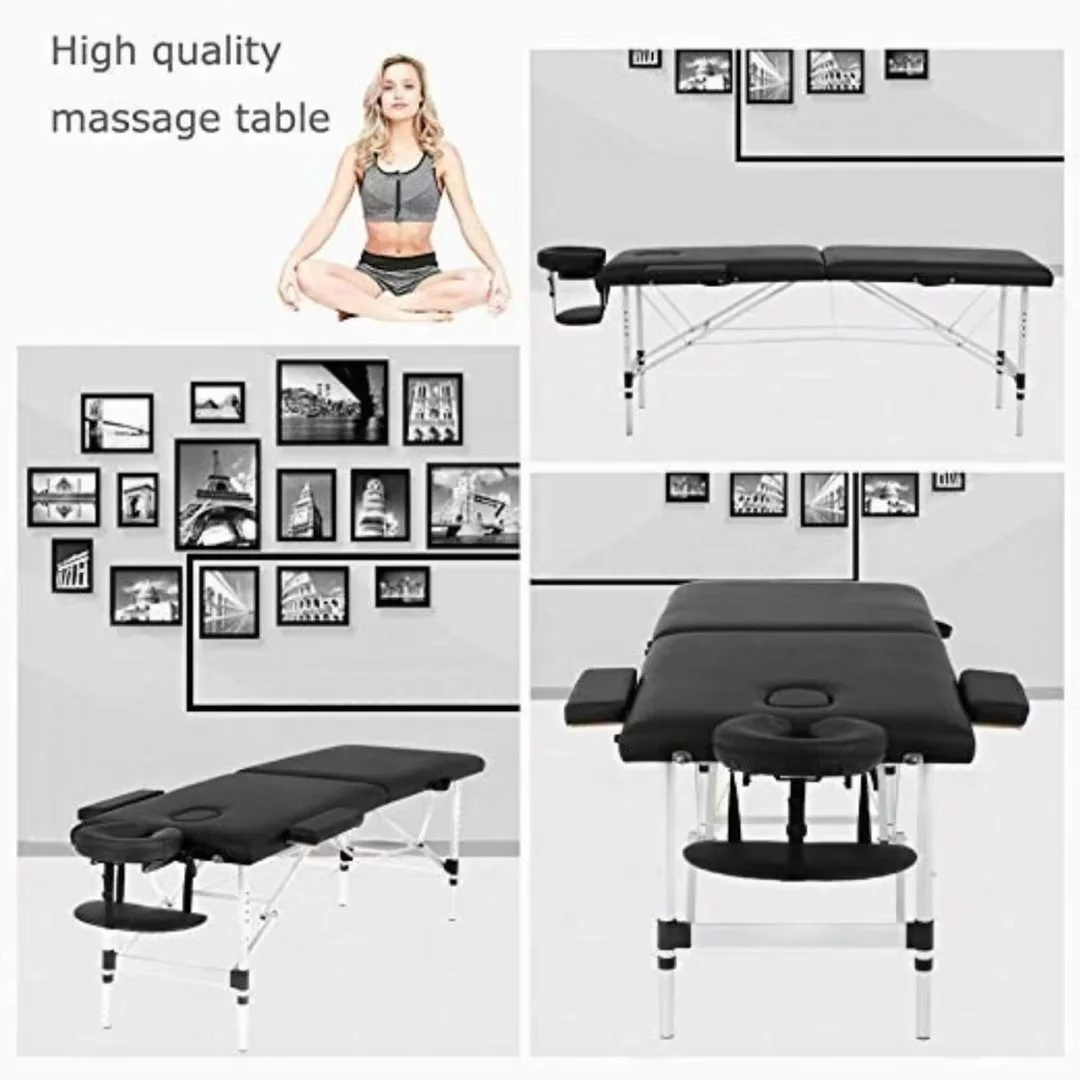 NiamVelo 73-in Aluminium Massage Table Portable Massage Bed  Adjustable Face Cradle with Carry Case, Maximum Weight 450LB, Black