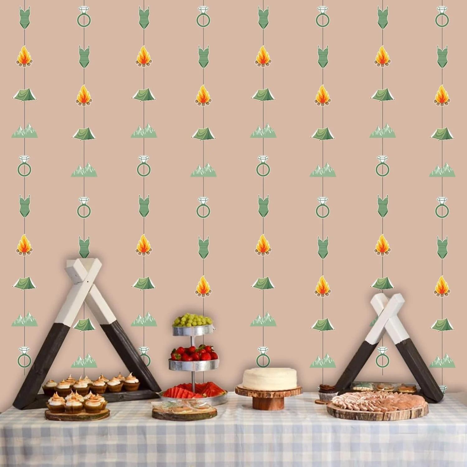 Camping Bachelorette Decorations Camp Streamers Banner Glamping Mountain Lake Hiking Bachelorette Party Decoration for Bridal Shower Wedding Engagement Party Decor