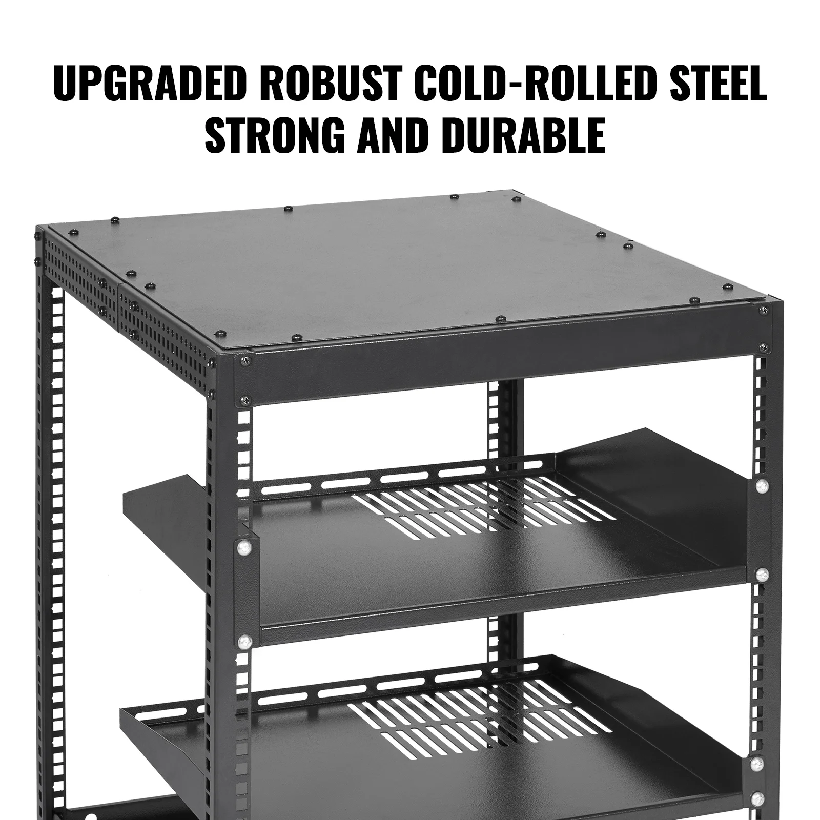 BENTISM 12U Open Frame Server Rack, 15''-40'' Adjustable Depth, Free Standing or Wall Mount Network Server Rack, 4 Post AV Rack with Casters