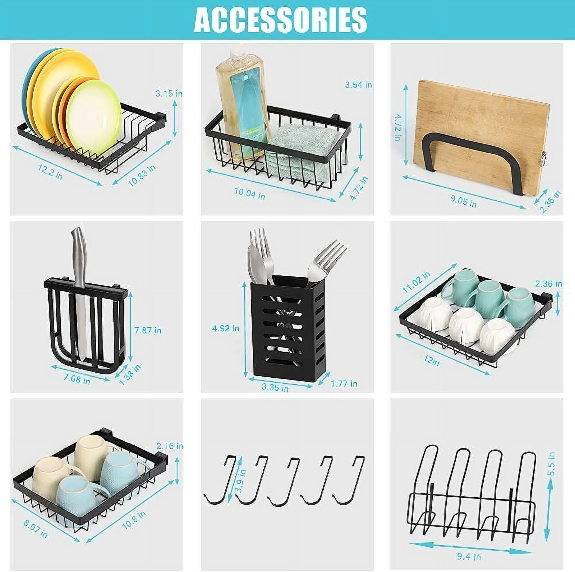 2Tier Over The Sink Dish Drying Rack Adjustable Stainless Drainer Utensil Holder