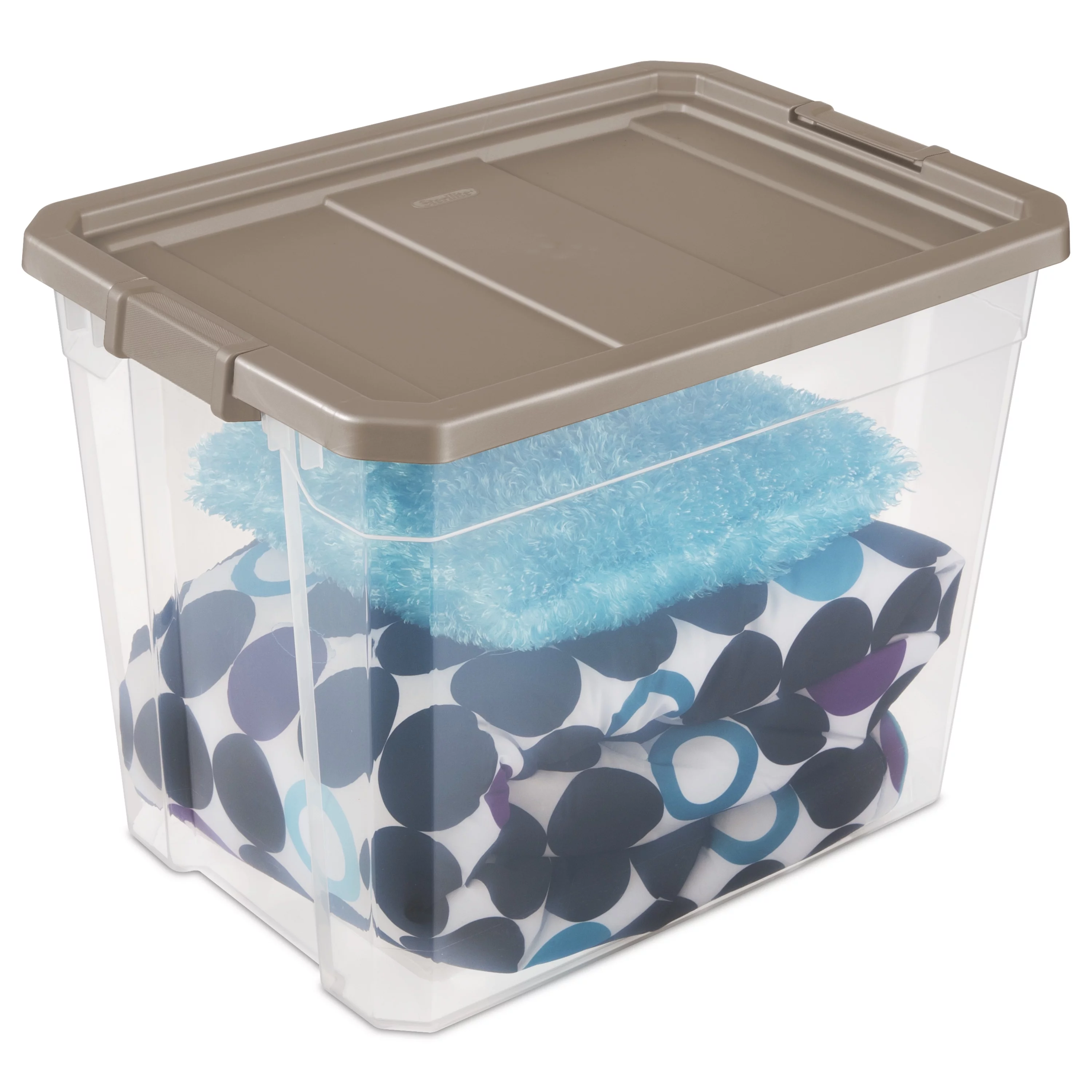 Sterilite Plastic 108 Qt. Stacker Box Taupe Splash Set of 4