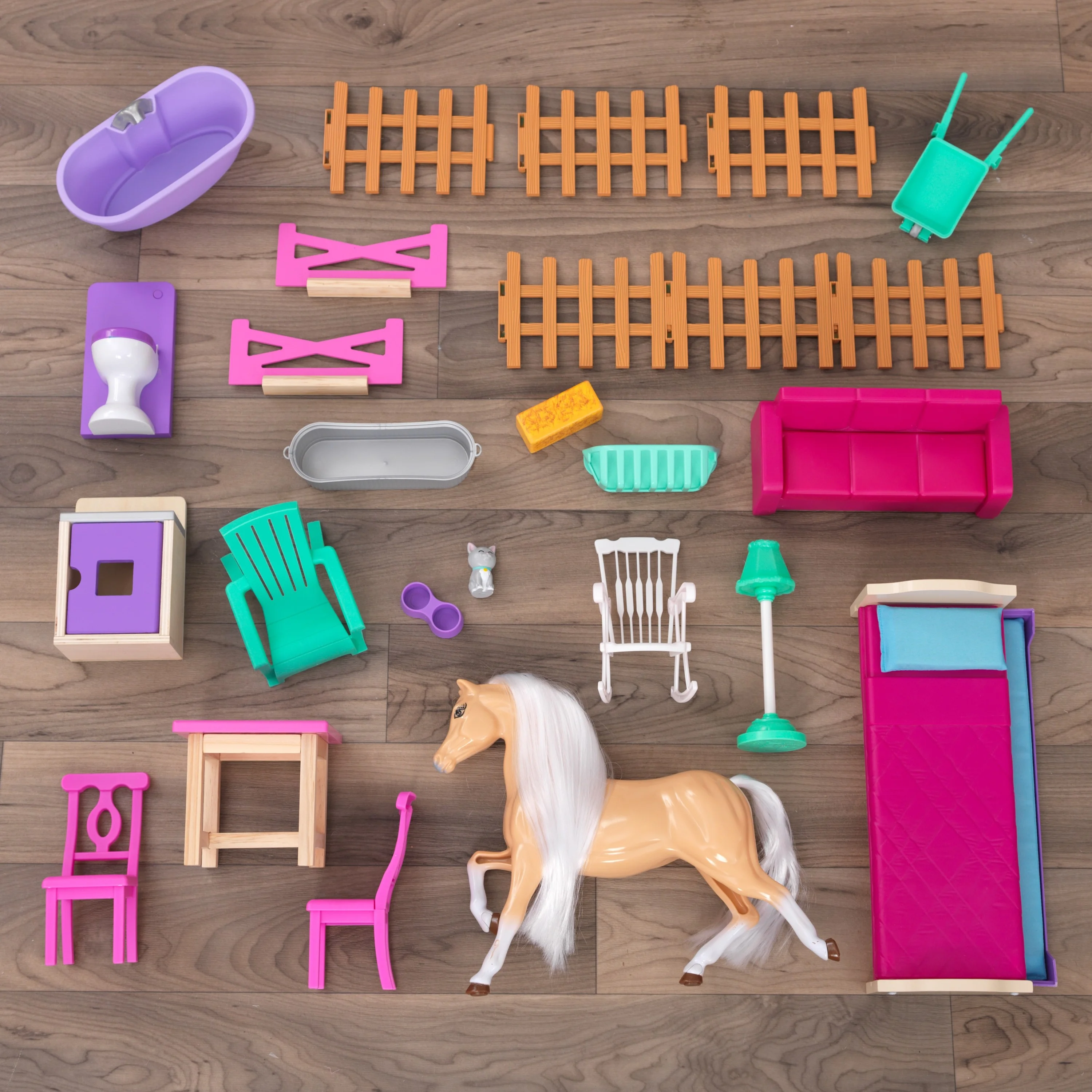 KidKraft Grand Horse Stable Wooden Dollhouse with Bonus Horse Figure, Lights, Sounds and 26 Pieces