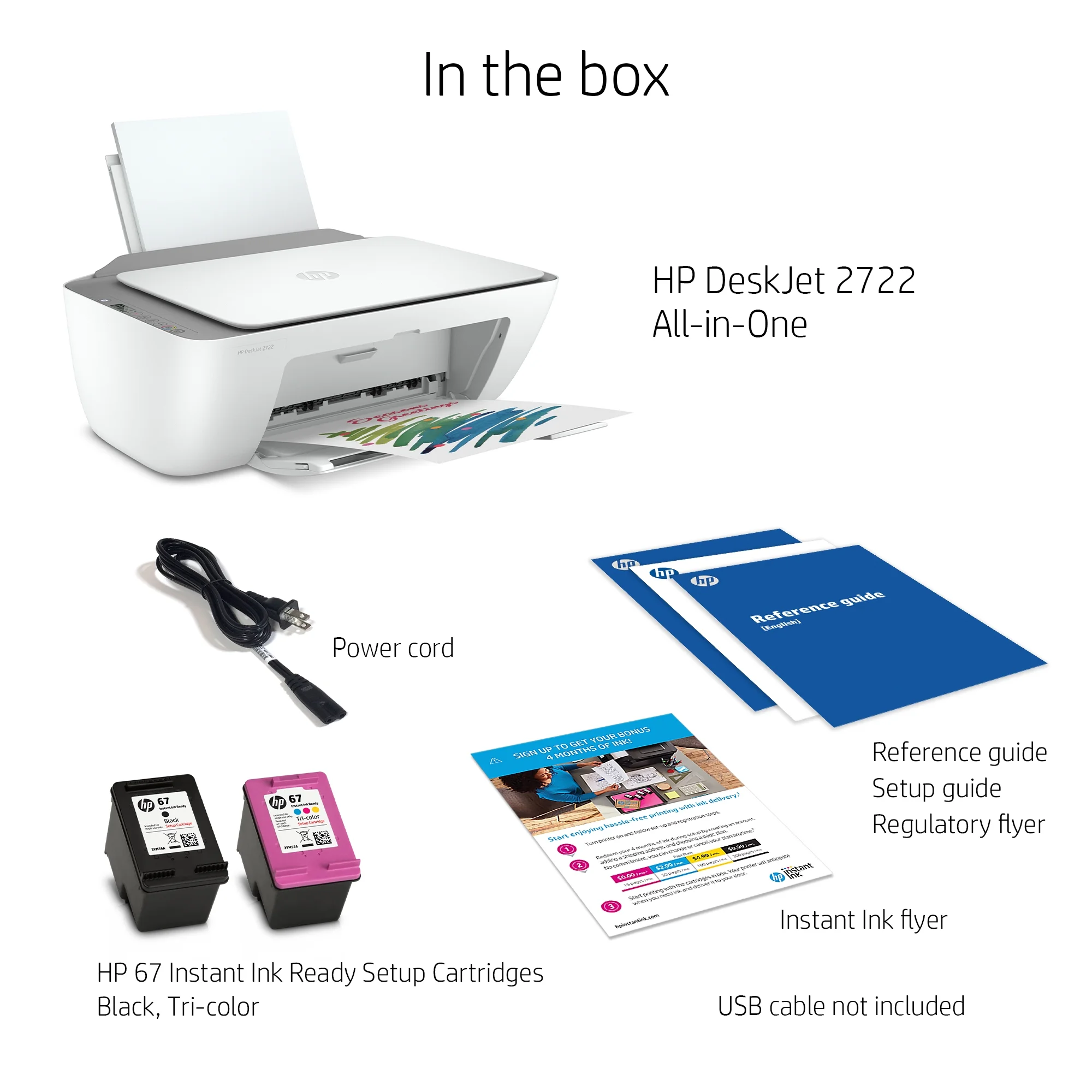 HP DeskJet 2722 All-in-One Printer, White