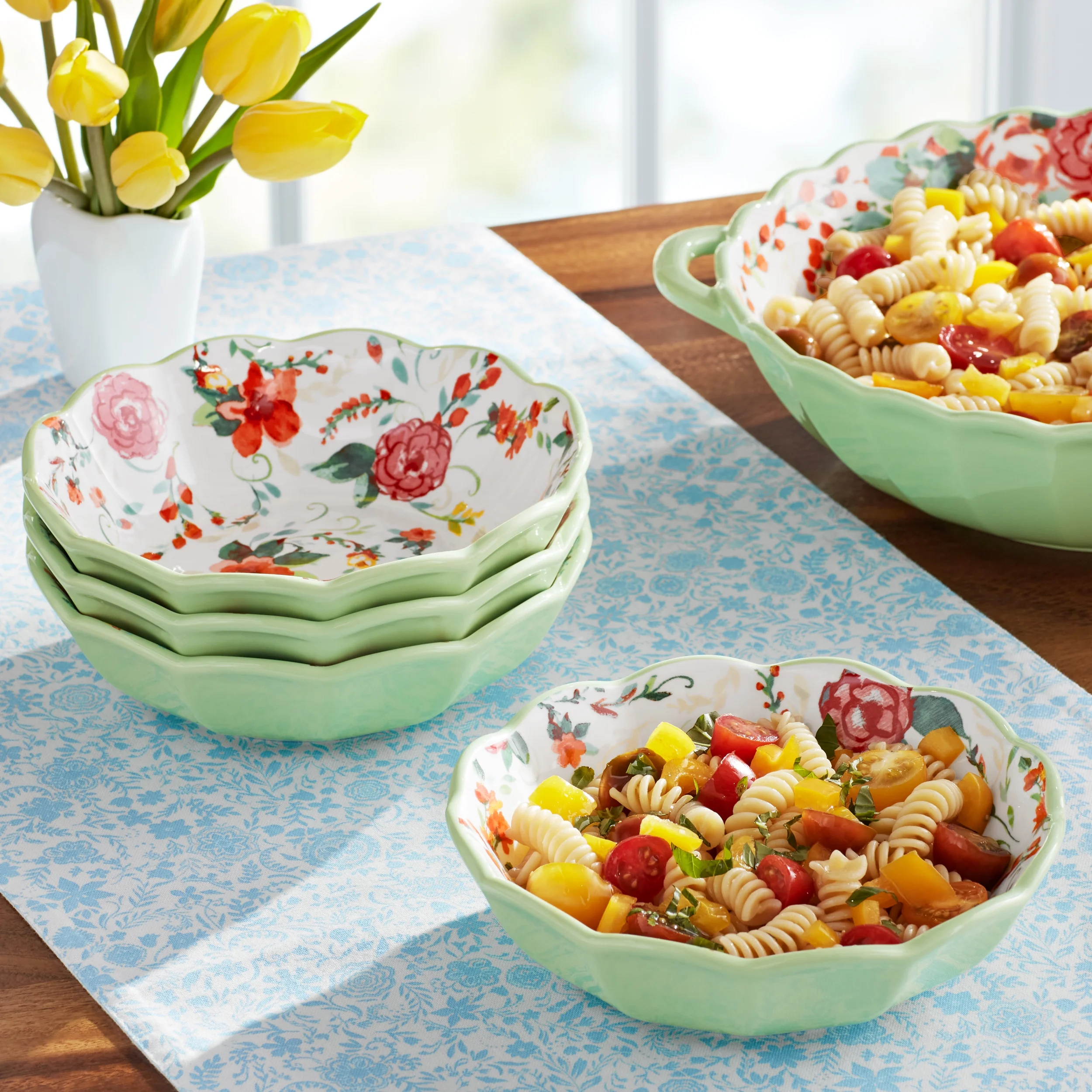 The Pioneer Woman Painted Meadow 4-Piece Ceramic Pasta Bowl Set