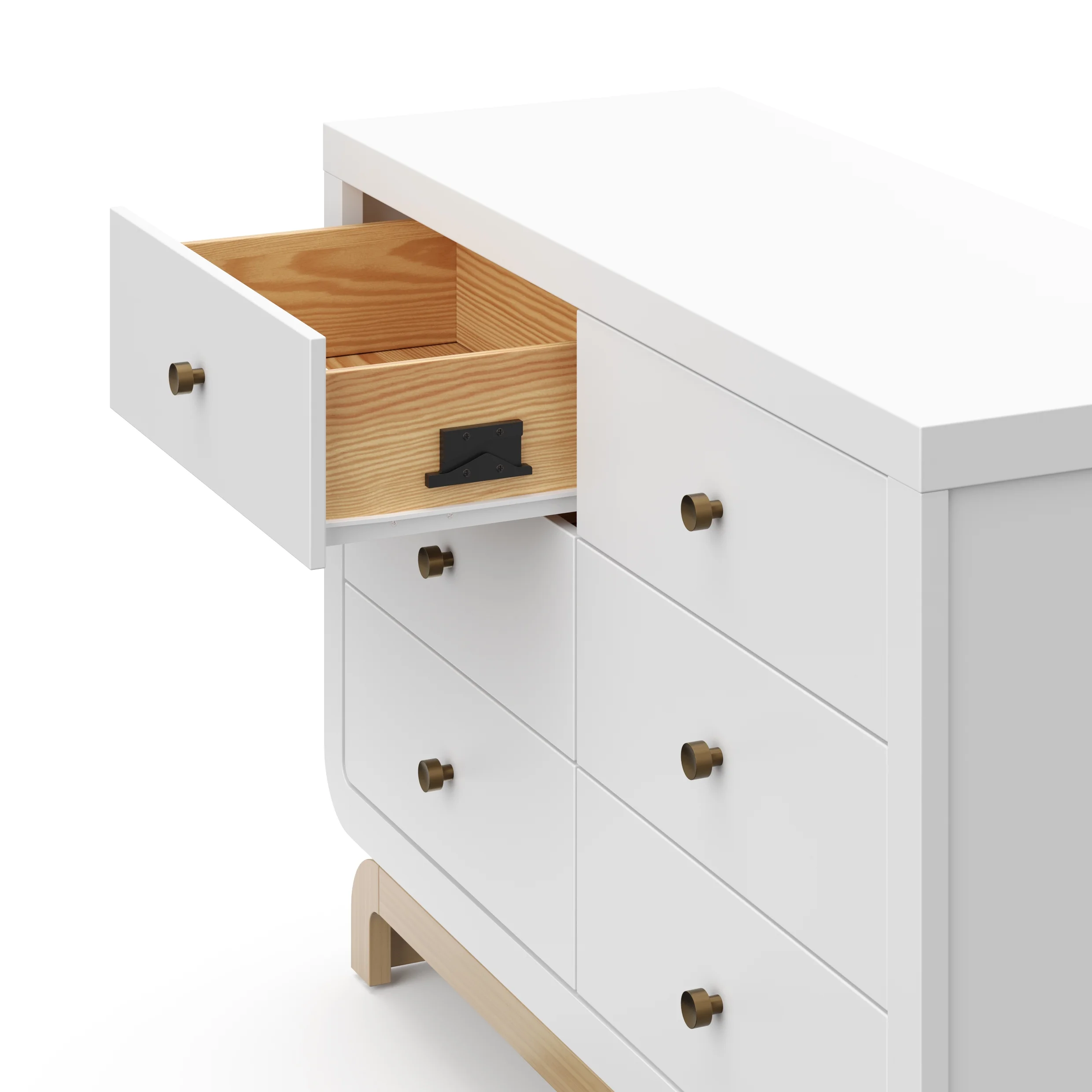 Storkcraft Santorini 6 Drawer Dresser, White with Driftwood
