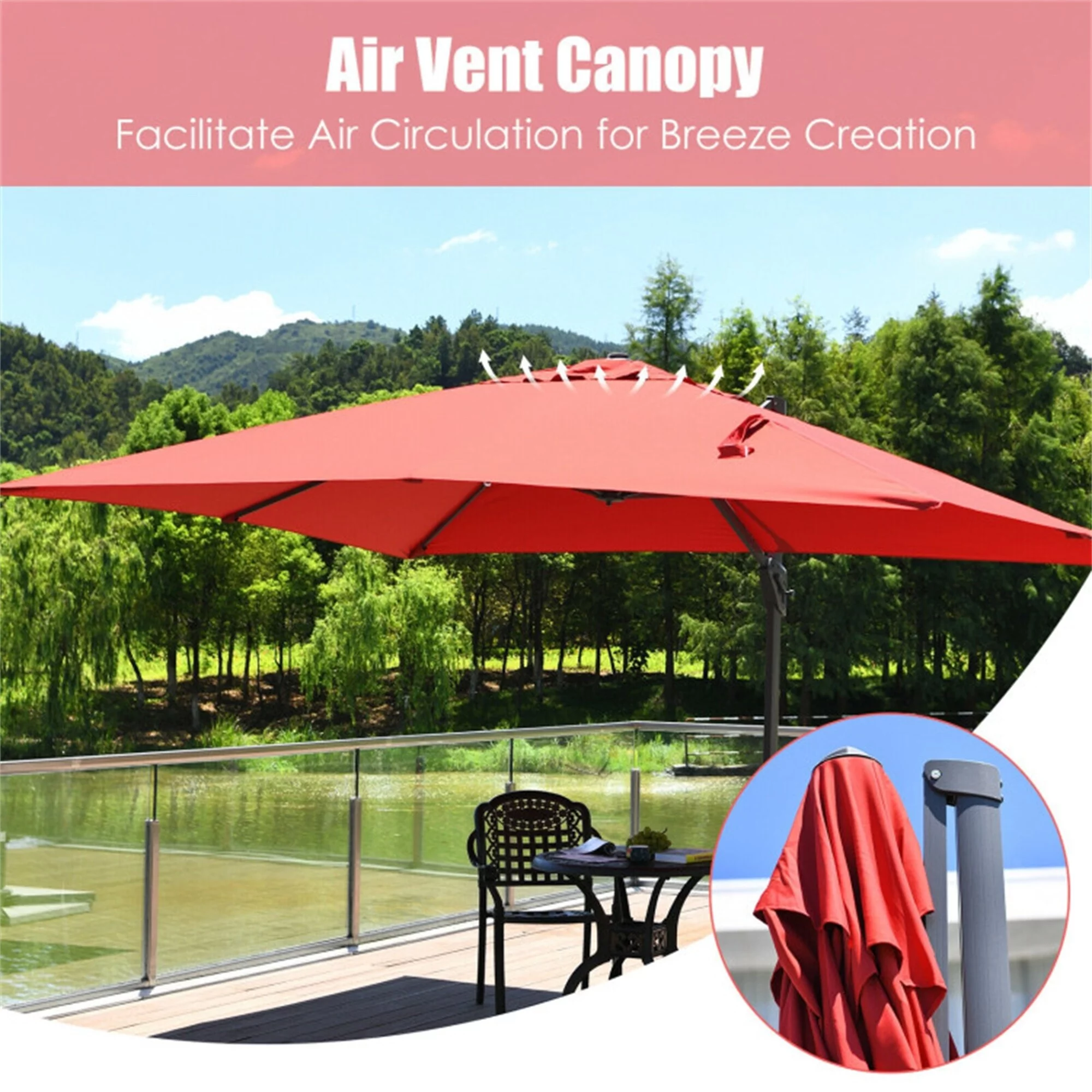 Clihome 10'x13' Ft Rectangular Cantilever Umbrella Navy