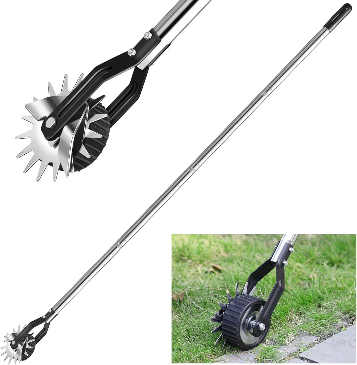 Wheel Rotary Edger, 67in Manual Lawn Edger, Hand Garden Edger with Adjuatable Length, Ideal for Precise Grass Trimming Along Sidewalks, Driveways, and Flower Bed