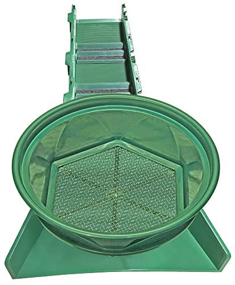 36 Inch Portable Sluice Box For Prospecting; Classifier Mount At Sluice Box Header. Backpack Sluice Box With Pay Dirt Bucket Sifter (1/4 Inch Mesh)