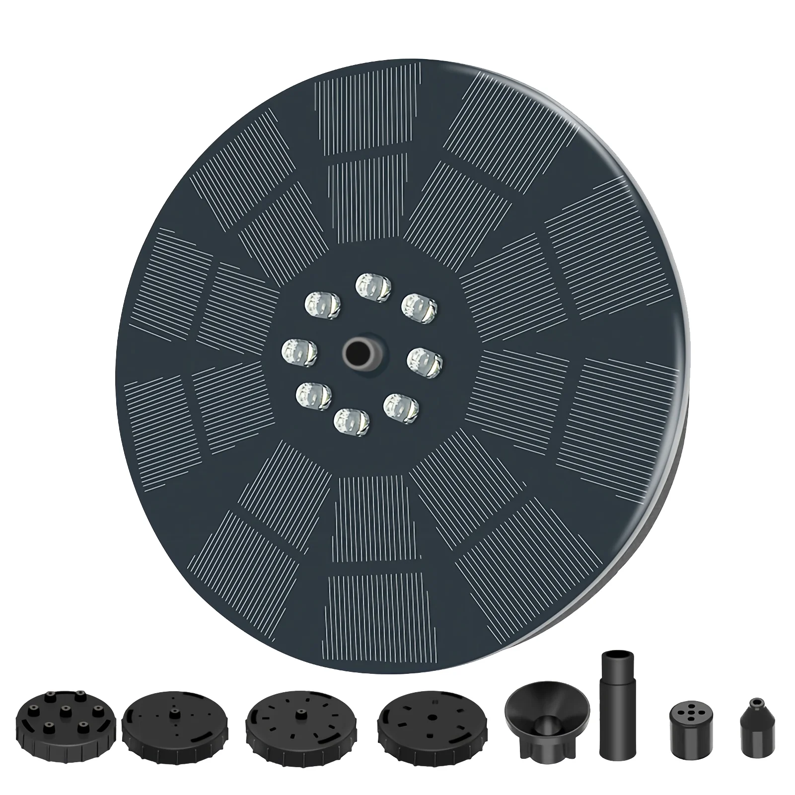 Arealer Solar Fountain Pump 3W Solar Powered Bird Bath Fountain 7 Spray Patterns Pump with Colored Battery Backup for Garden Pond Pool FishAquarium and