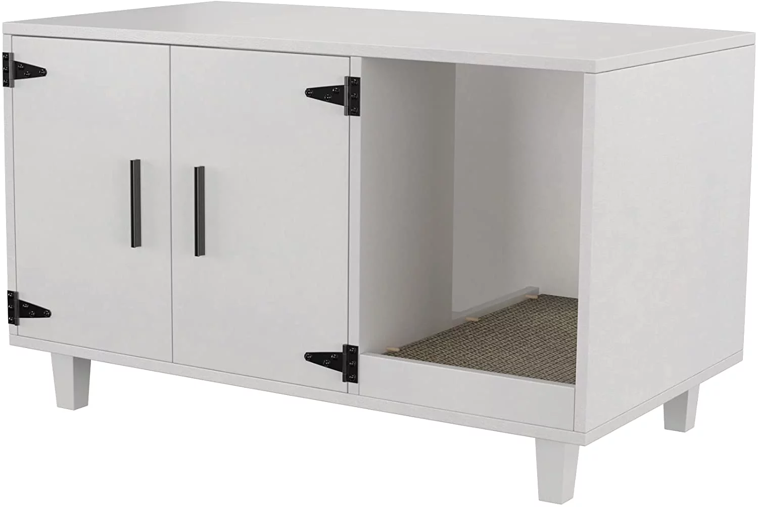 GDLF Pet Crate Cat Washroom Hidden Litter Box Enclosure  as Table Nightstand with Scratch Pad,Stackable