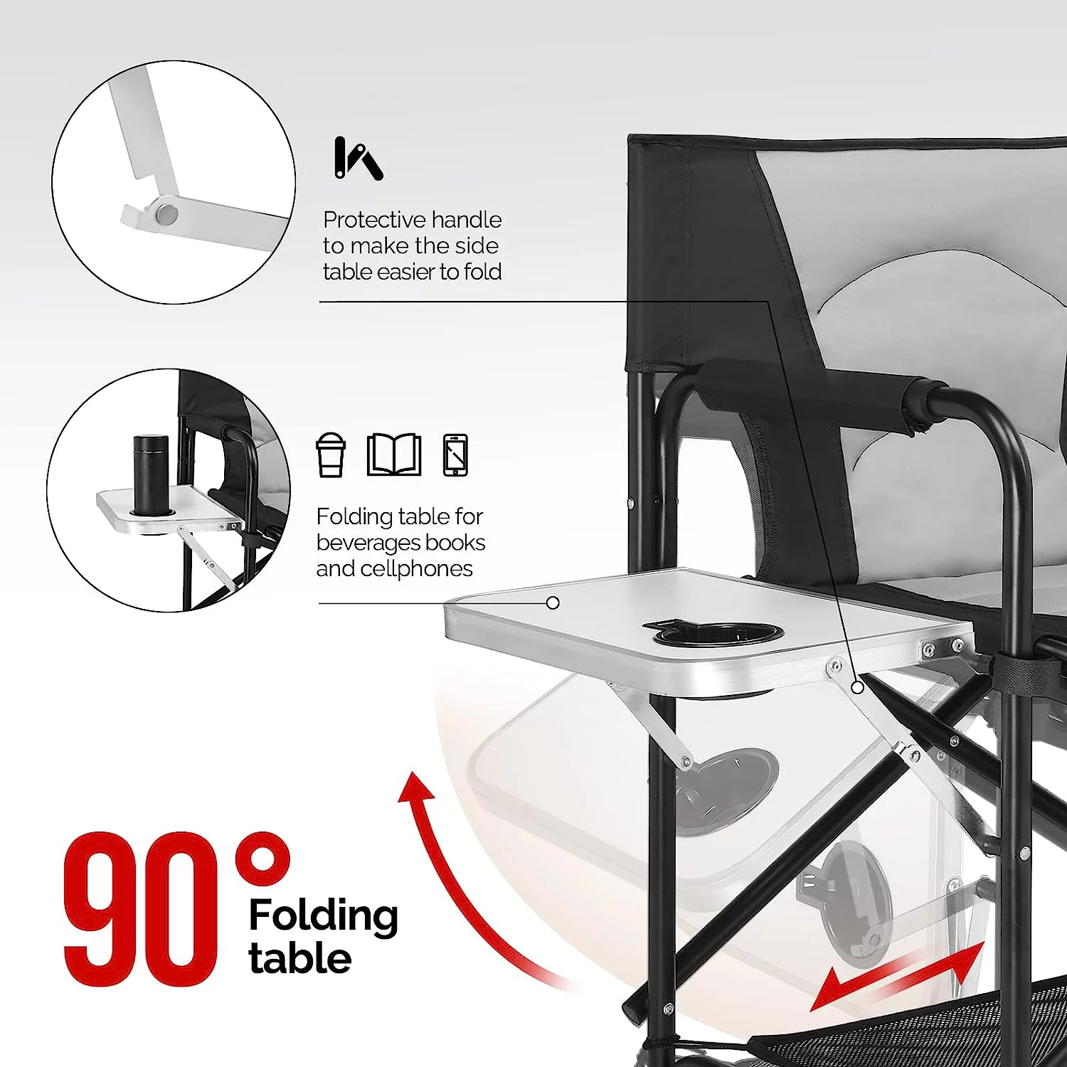 YPNLZQ 26" Tall Directors Camping Chair Folding with  Portable    Height  Aluminum Frame 300 lbs Capacity