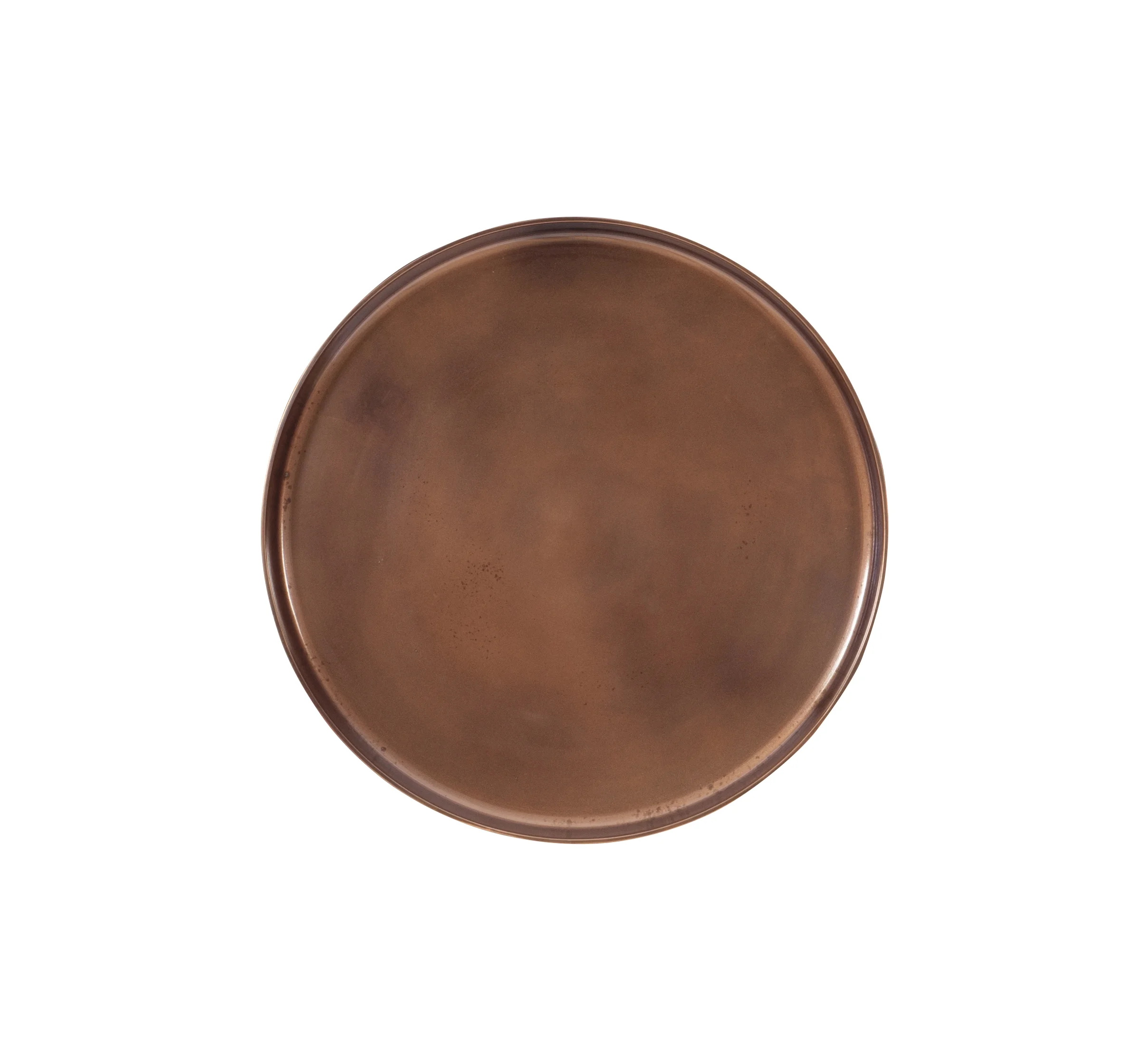 Wiggins Round Metal Pedestal Accent Side Table, Antique Copper