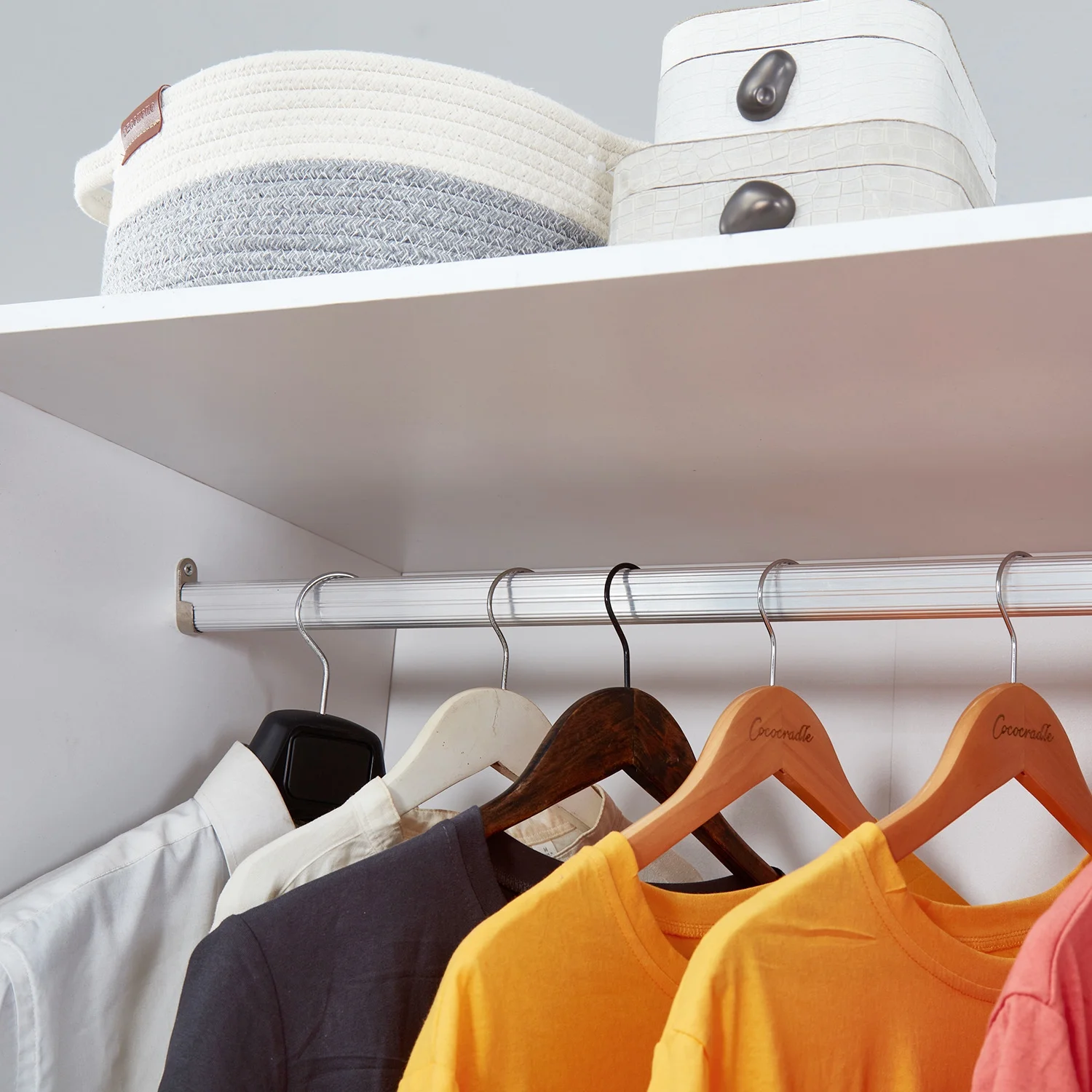 Sophshelter Wardrobe Armoire Storage Cabinet Wood: 2 Door 2 Drawers White Closet Cabinet for Large Capacity with Hanging Rod and Handles Armoire Storage Cabinet