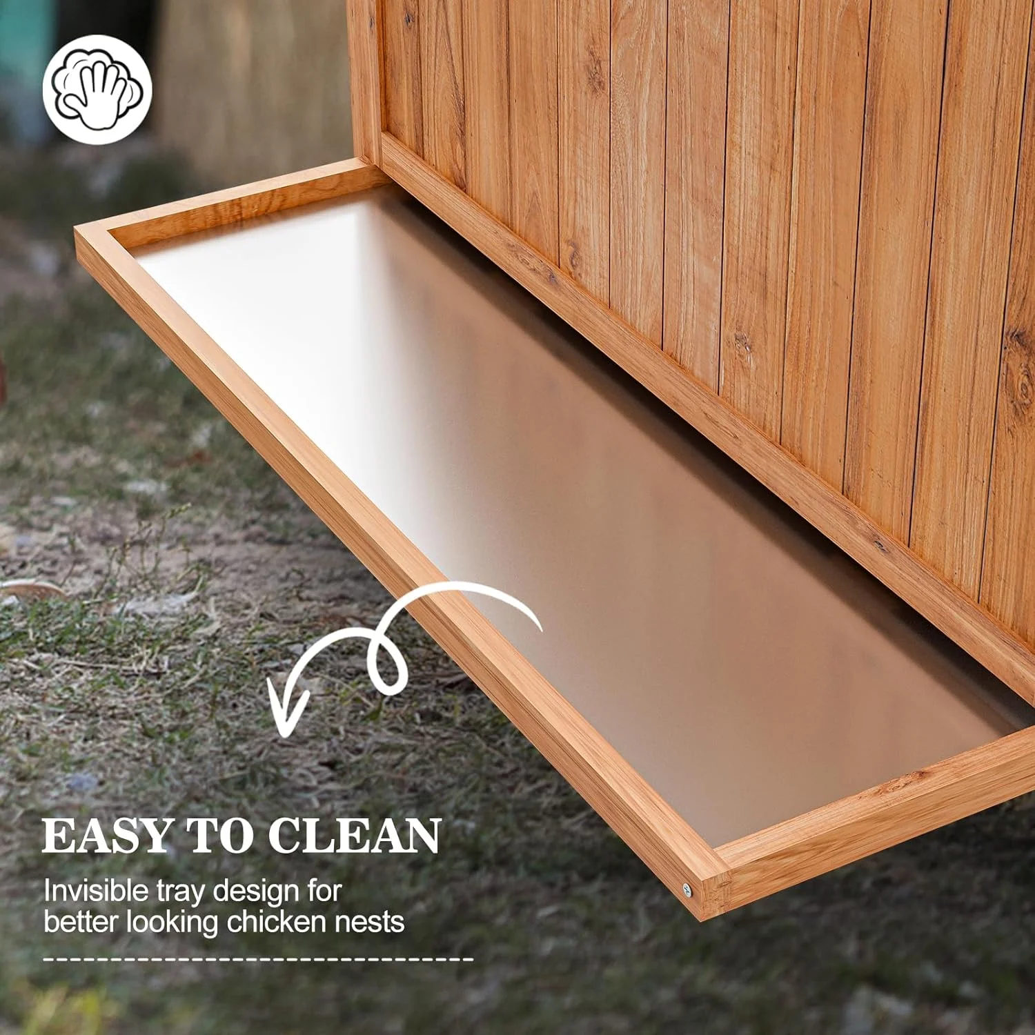 Oarlike Chicken Coop Wooden Outdoor Chicken Hen House with Nesting Box and Leakproof Pull-on Tray, Poultry Cage Duck Coop with Waterproof Roof