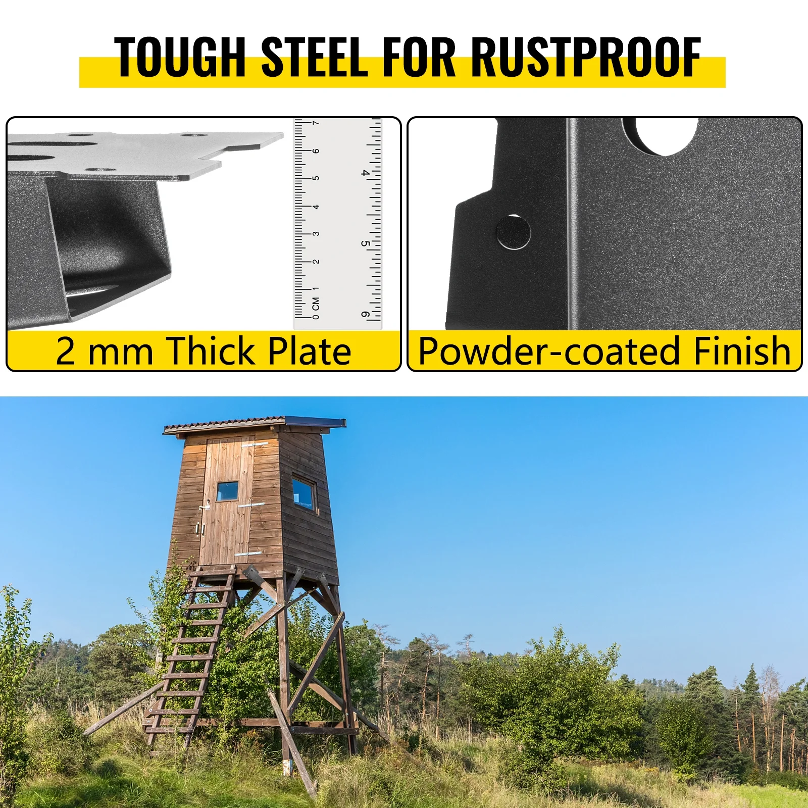 BENTISM Deer Blind Brackets 4 x 4 Deer Stand Brackets Powder Coated Steel Tree House Brackets Heavy Duty Deer Stands 4 pcs Elevated Deer Blinds for Outdoor Platform and Hunting Stand W/ Screw Kit