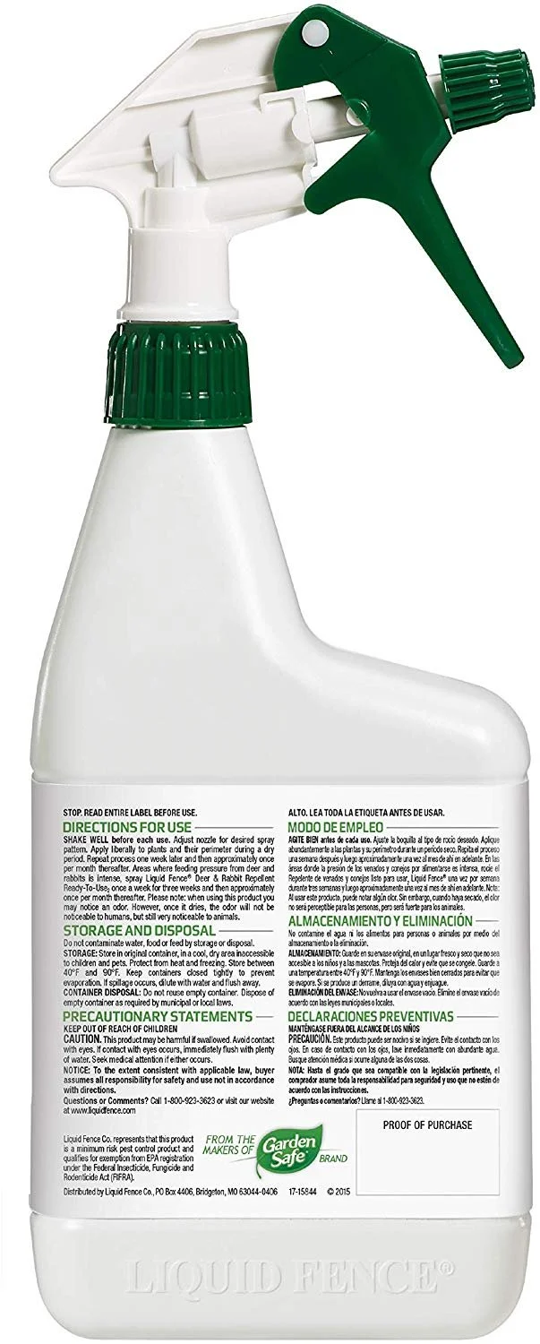 Liquid Fence Deer & Rabbit Repellent Ready-To-Use, 32-Ounce, 6-Pack