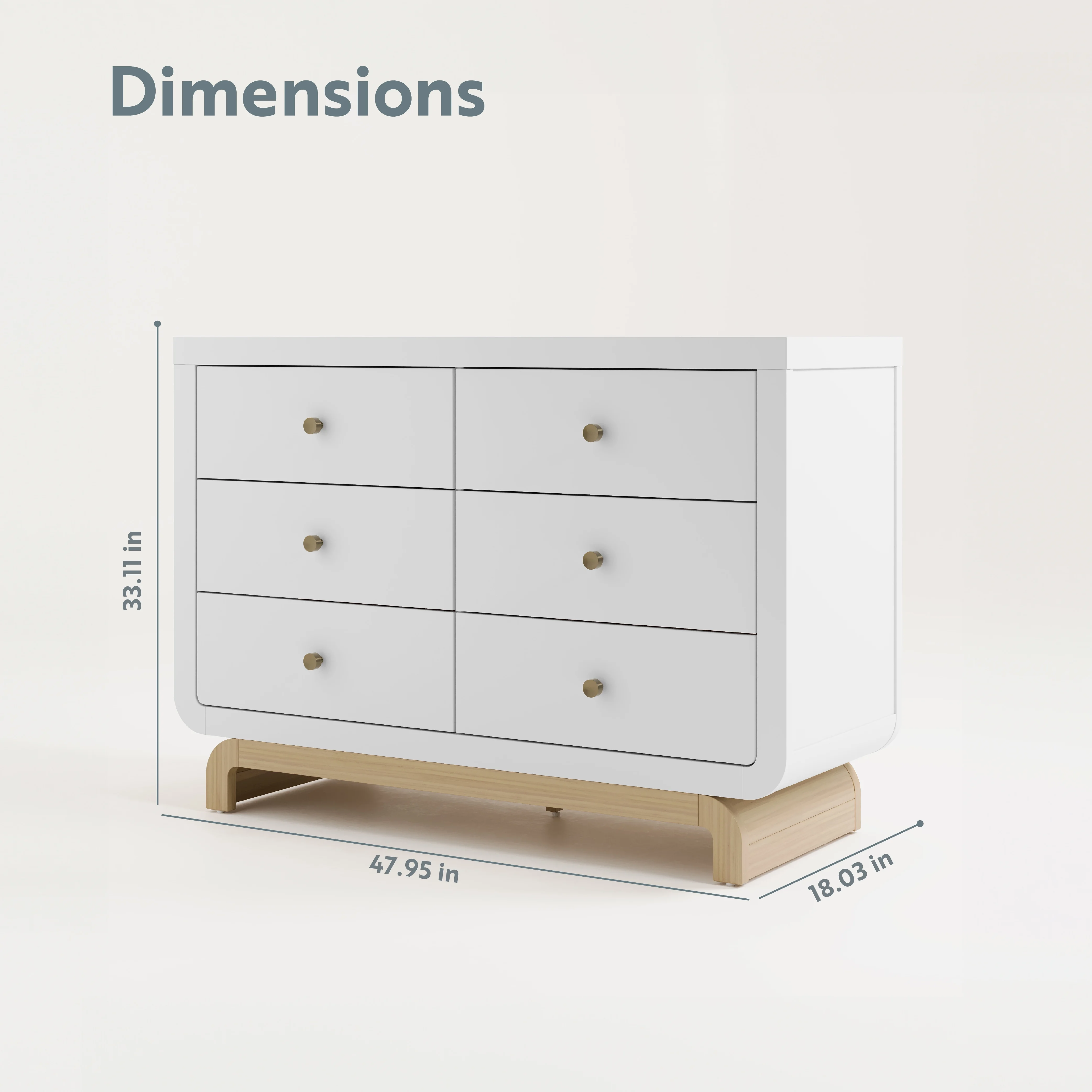 Storkcraft Santorini 6 Drawer Dresser, White with Driftwood