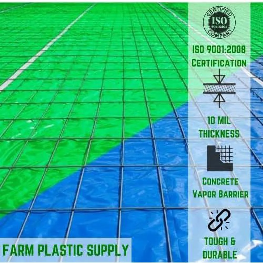 Concrete Vapor Barrier  10 Mil  (7' X 105')  Heavy Duty Plastic Tarp, Polyolefin Vapor Barrier Plastic Sheeting, Painters Tarp, Roll Of Heavy Duty Plastic