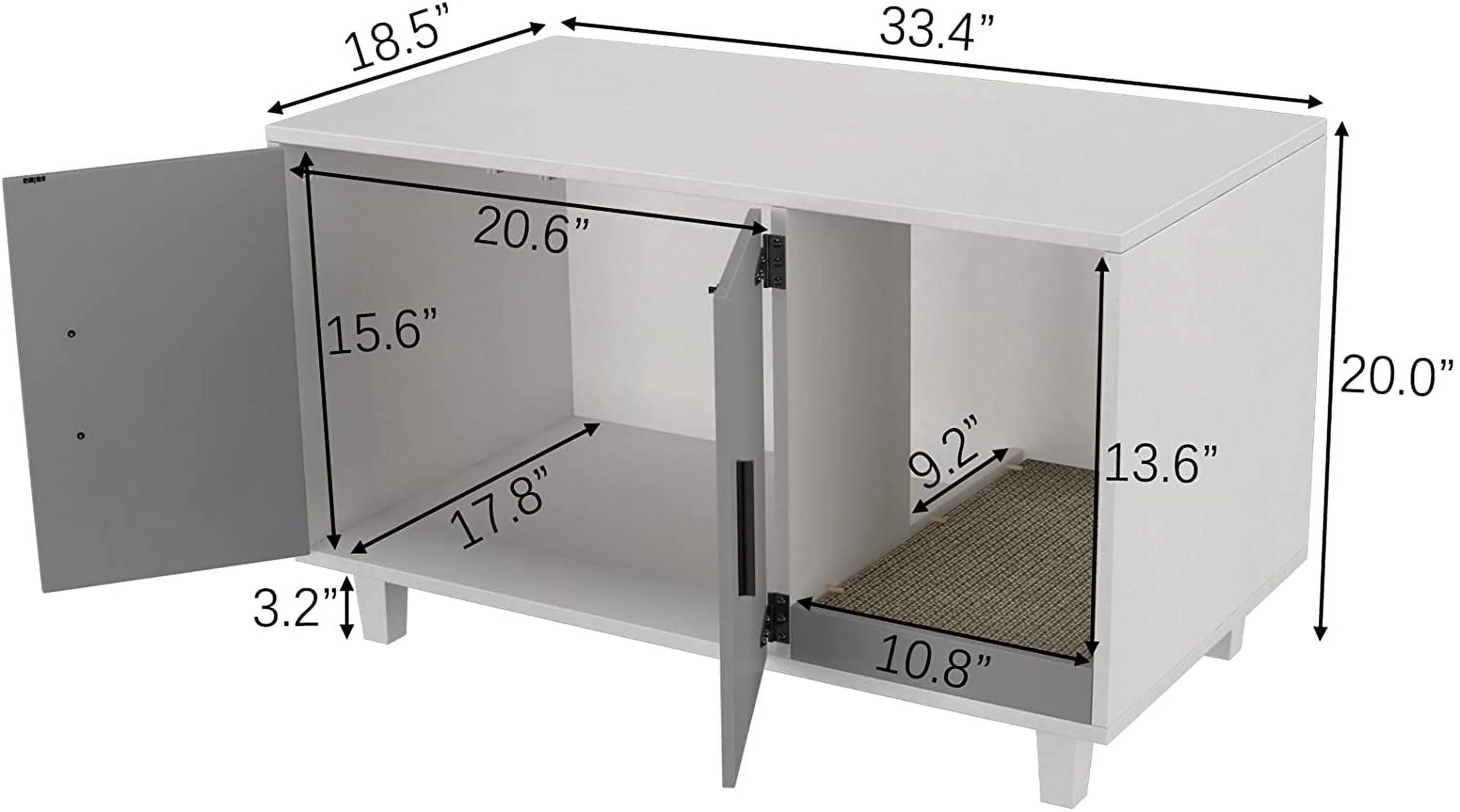 GDLF Pet Crate Cat Washroom Hidden Litter Box Enclosure  as Table Nightstand with Scratch Pad,Stackable