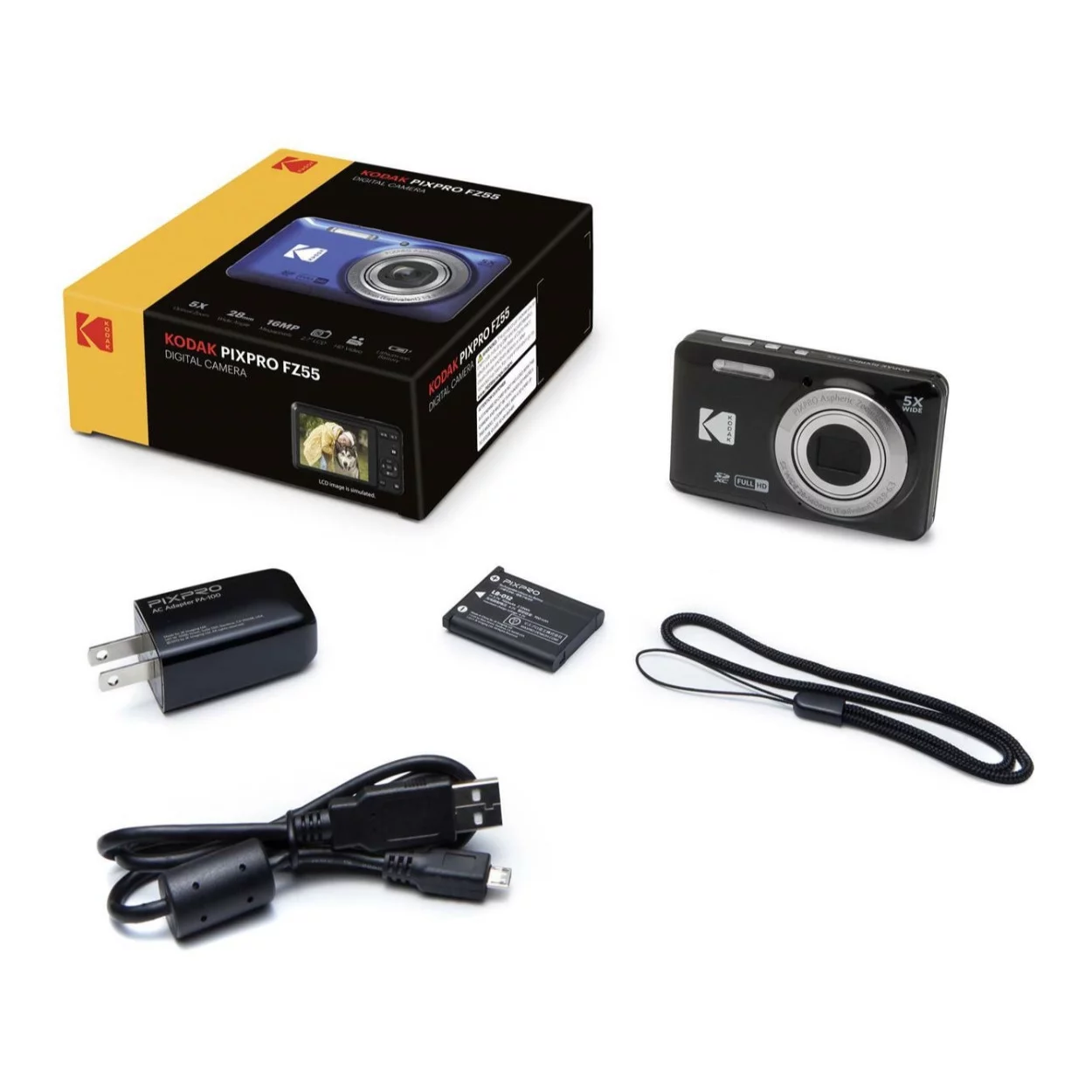 Kodak PIXPRO Friendly Zoom FZ55 Digital Camera (Black)	with Camera Case Bundle