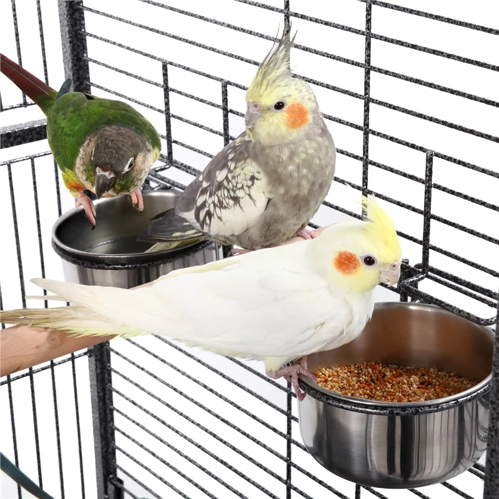 Topeakmart 68.5'' Play Top Parrot Cage Metal Rolling Birdcage, Black